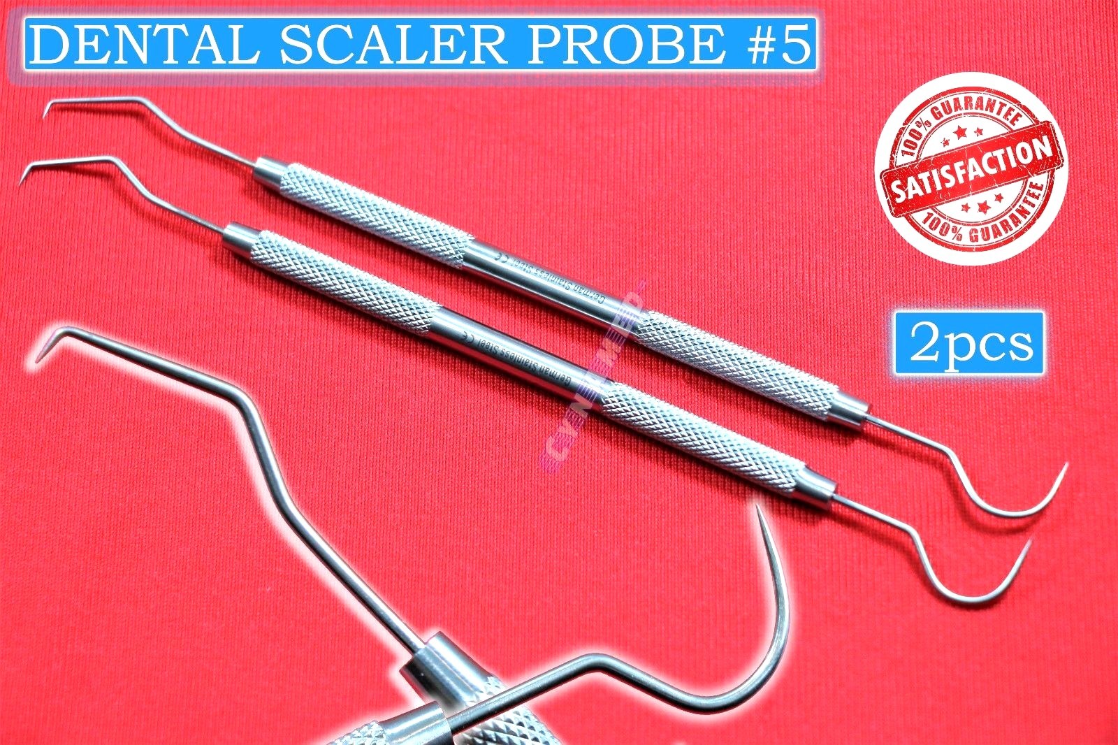 SET OF 2PCS DENTAL EXPLORER PROBE #5 ENDODONTICS DENTAL INSTRUMENT GERMAN GRADE