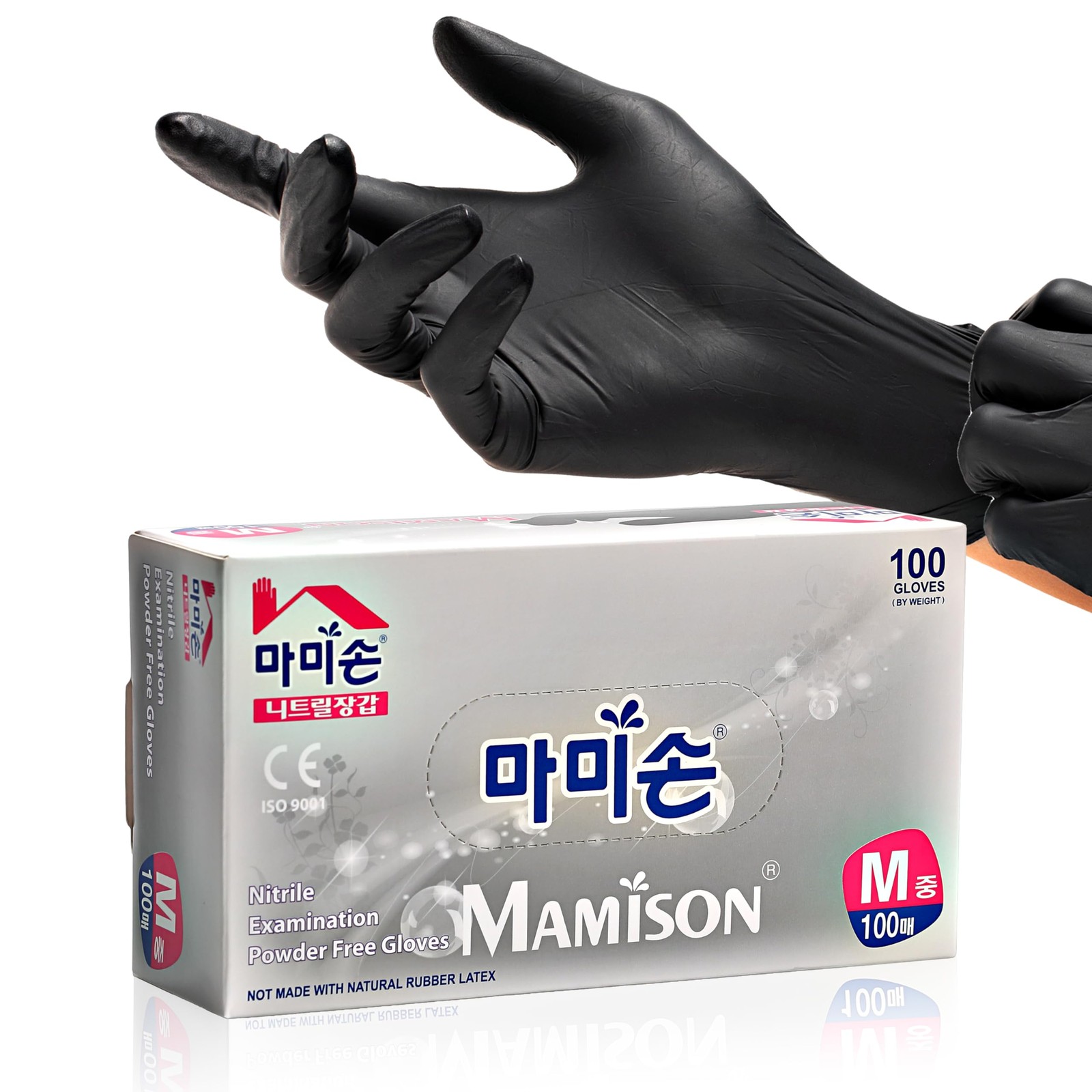 MAMISON Black Nitrile Disposable Gloves, Medium(Pack of 100),