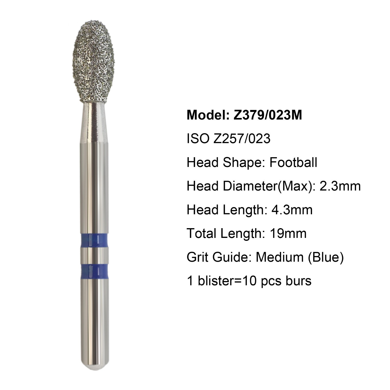 Dental Diamond Burs Zirconia Cutter FG Football Ball Round End Taper Cylinder