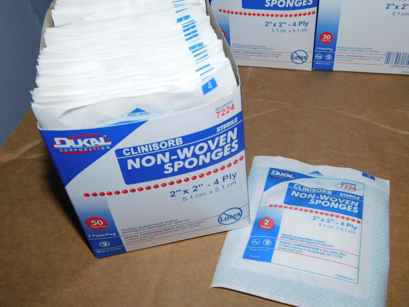 NEW Box of 50 Dukal 7224 Sterile Non Woven Sponges 4 PLY 2″ X 2″