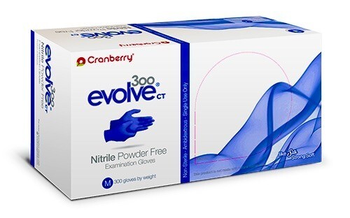Cranberry Evolve CT 300 Nitrile Powder-Free Examination Gloves, Small, 300/box