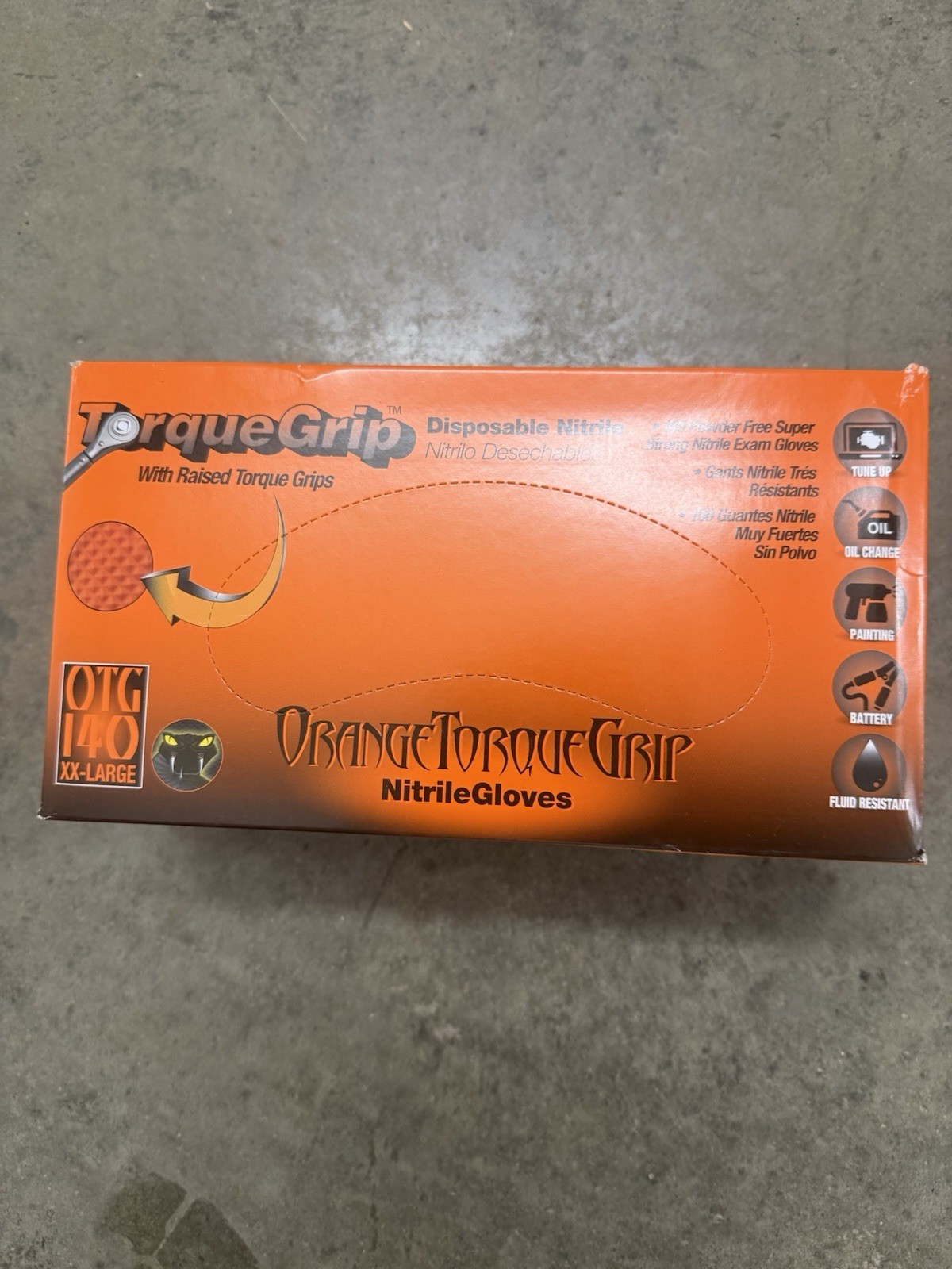 Black Mamba Orange Torque Grip Nitrile Powder-Free Gloves XX-Large 100 Count