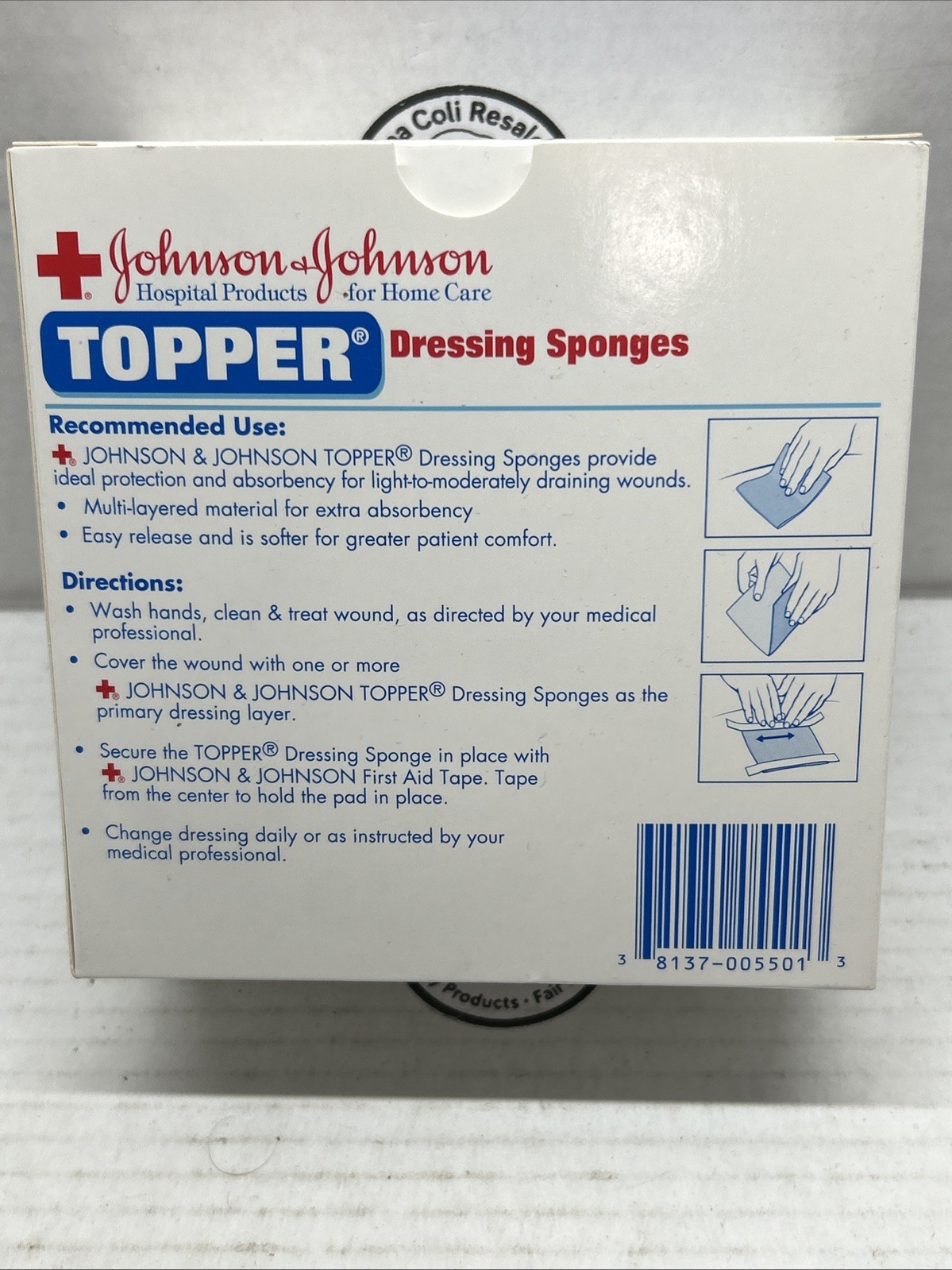 NEW JOHNSON & JOHNSON Topper Dressing Sponges 4″x4″ 1 Box (24/Box)