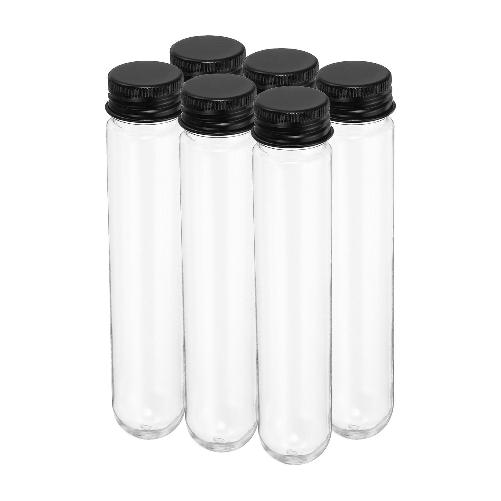 80ml Plastic Test Tubes with Screw Caps, 6Pcs 156x30mm Tubes, Black