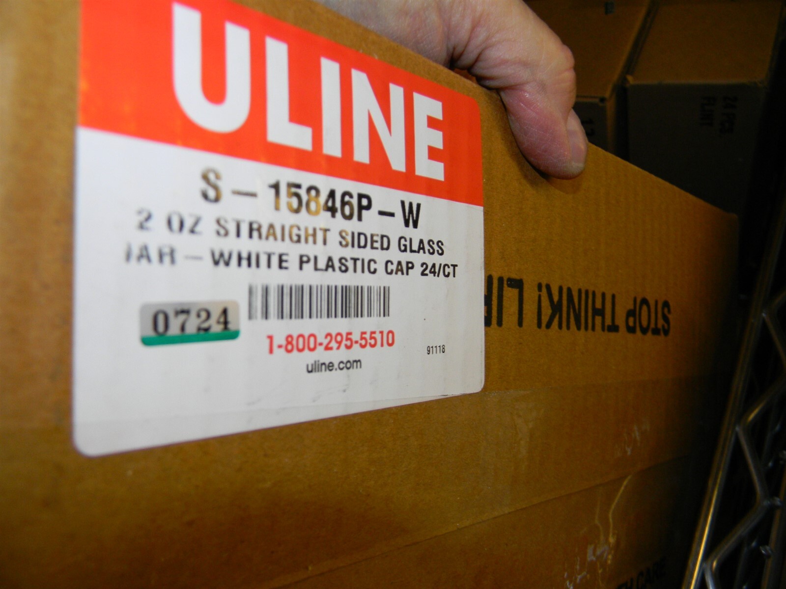 Uline S-15846P-W 2 Oz Straight Sided Glass Jar, White Plastic Cap 24/CT