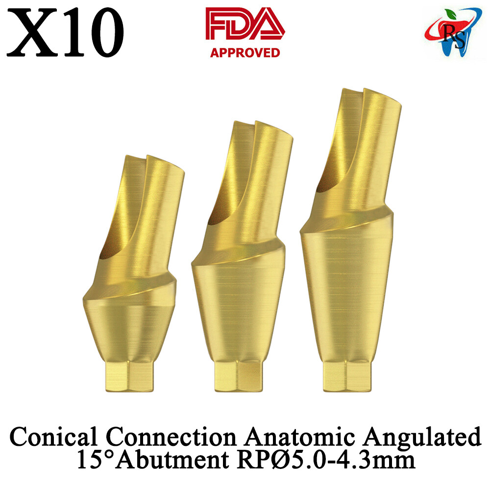 10pcs DSI Abutment Anatomic Angulated 15° Conical Connection RP Ø5.0-4.3mm