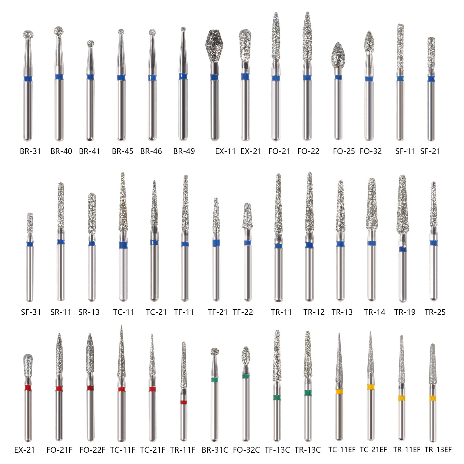 5pcs Dental Diamond Burs Medium/Coarse/Fine FG 1.6mm for High Speed Handpiece ED