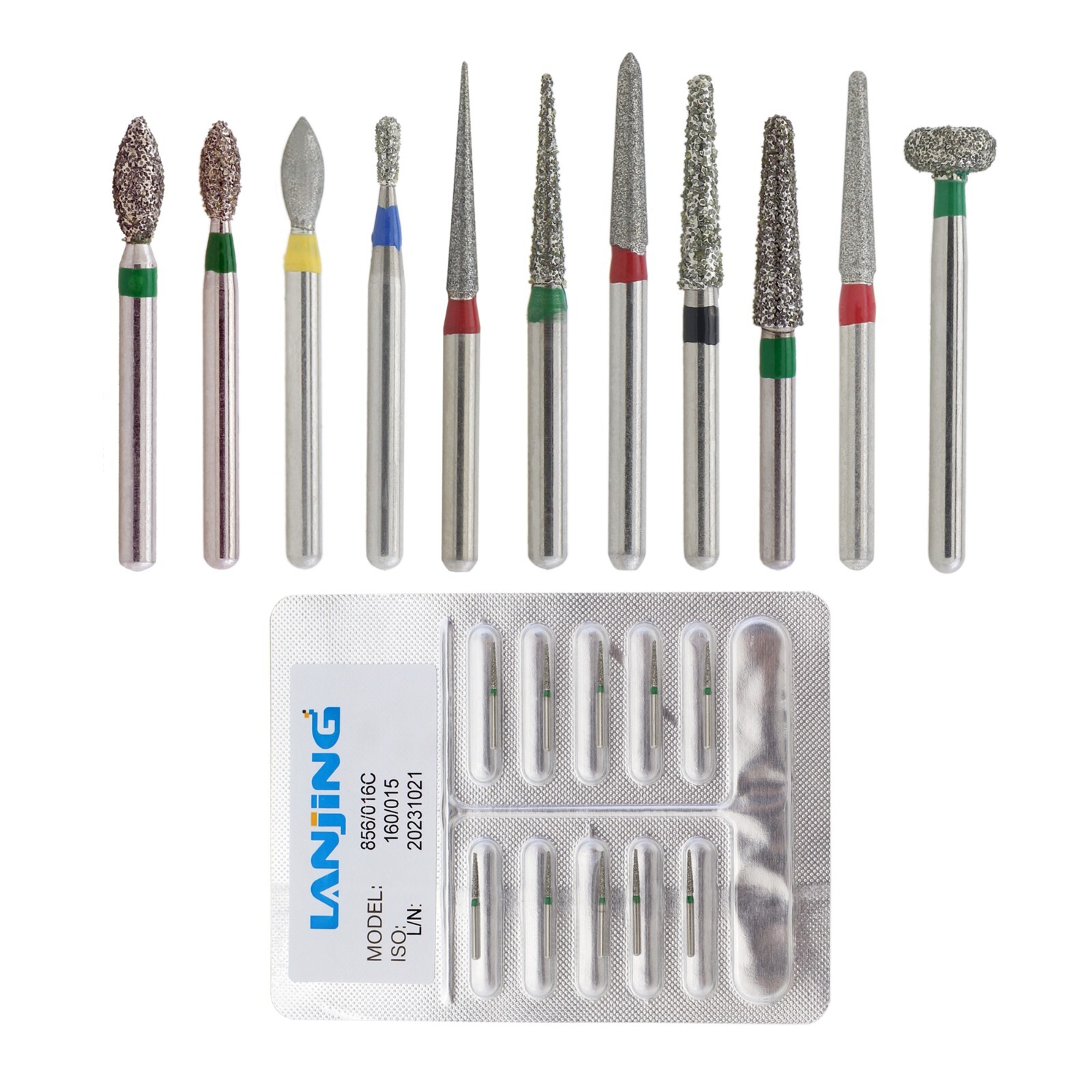 Dental Diamond Burs FG Round End Taper Pear Football Fine Coarse Grit 850 856