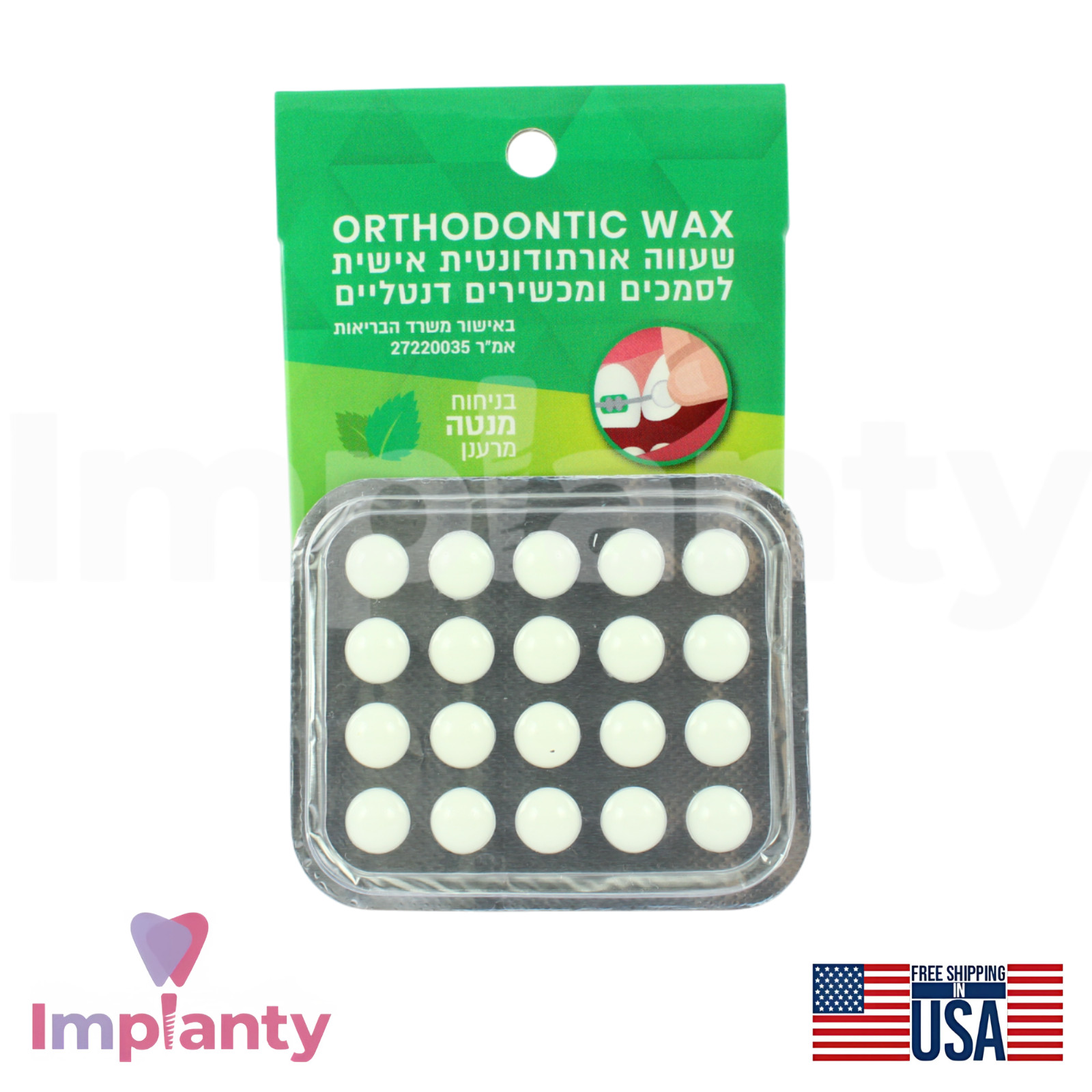 Braces Dot Wax For Teeth 20pcs Pre-Shaped Ready To Use Clear Color Mint Flavor