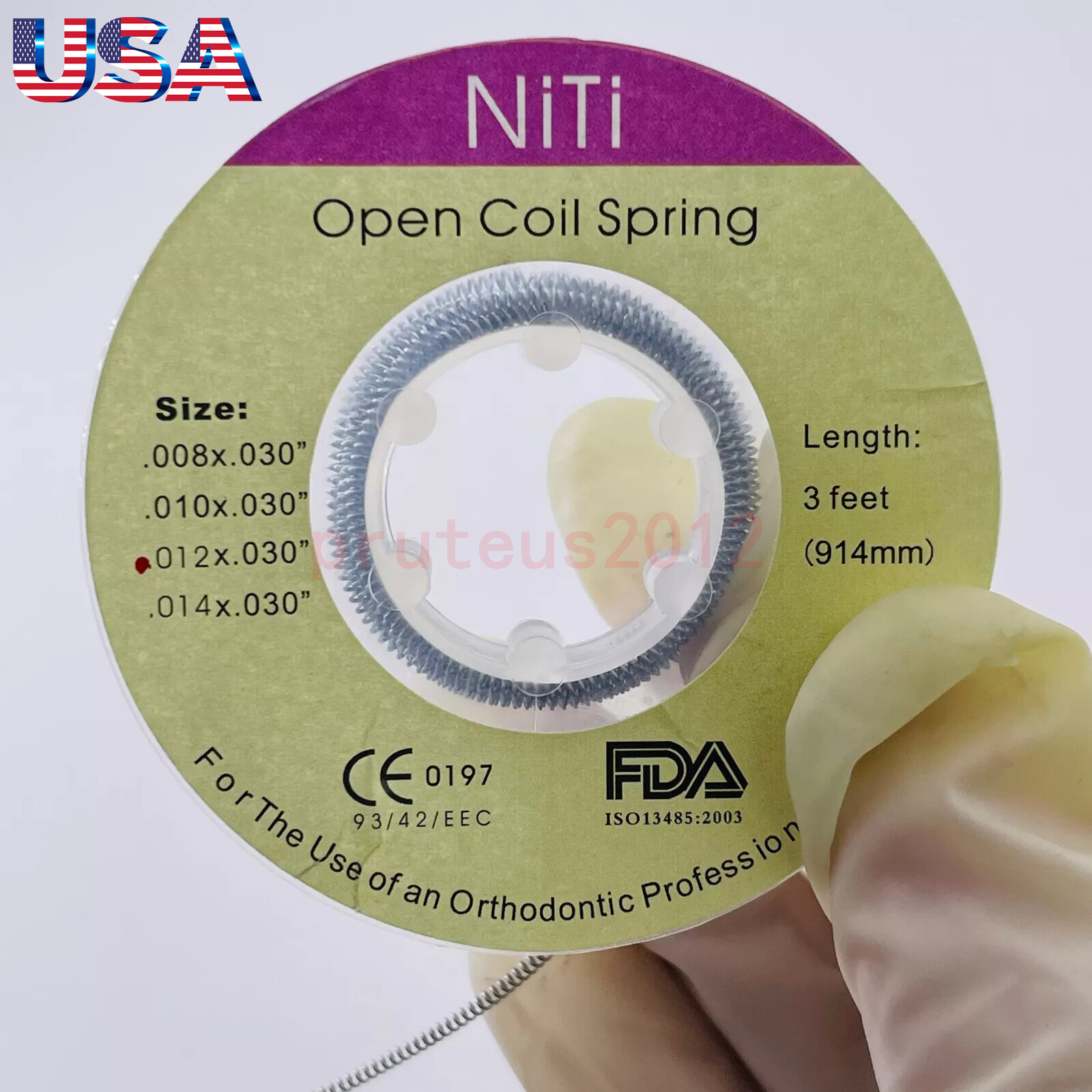 Dental Orthodontic Niti Open Coil Spring Spool Dia.012 *030 ” inch 914mm 1 Roll
