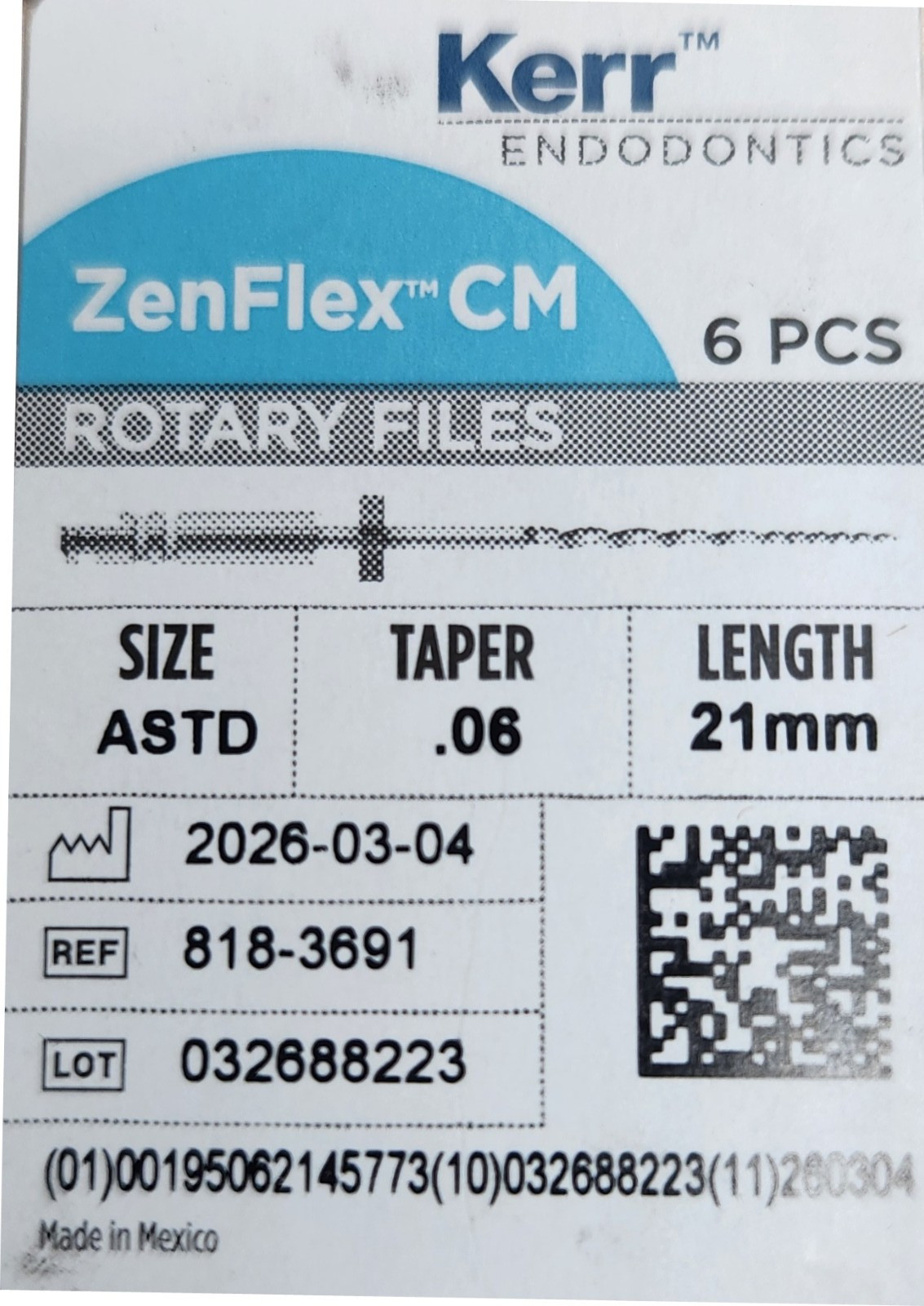 2 assorted packs Kerr Endodontics ZenFlex CM Rotary Shaping Files 21mm .06 seal