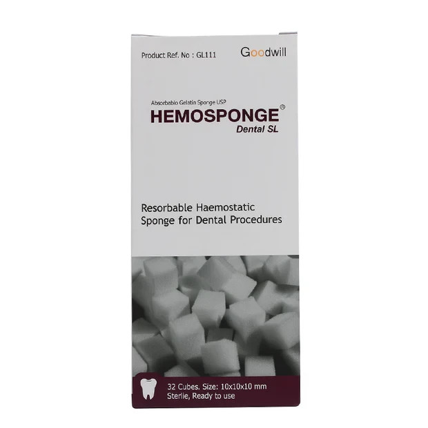 Dental New HemoSponge Absorbable Gelatin USP Sterile 32 Sponge 10x10x10mm