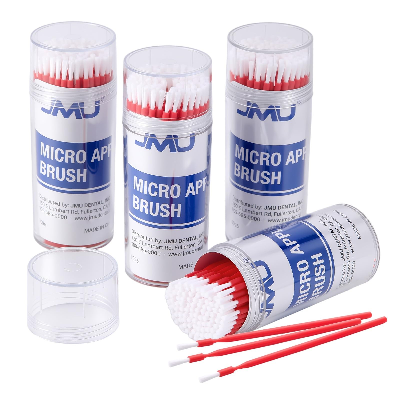 JMU Disposable 400pcs Dental Micro Applicator Brushes with Bendable White Red