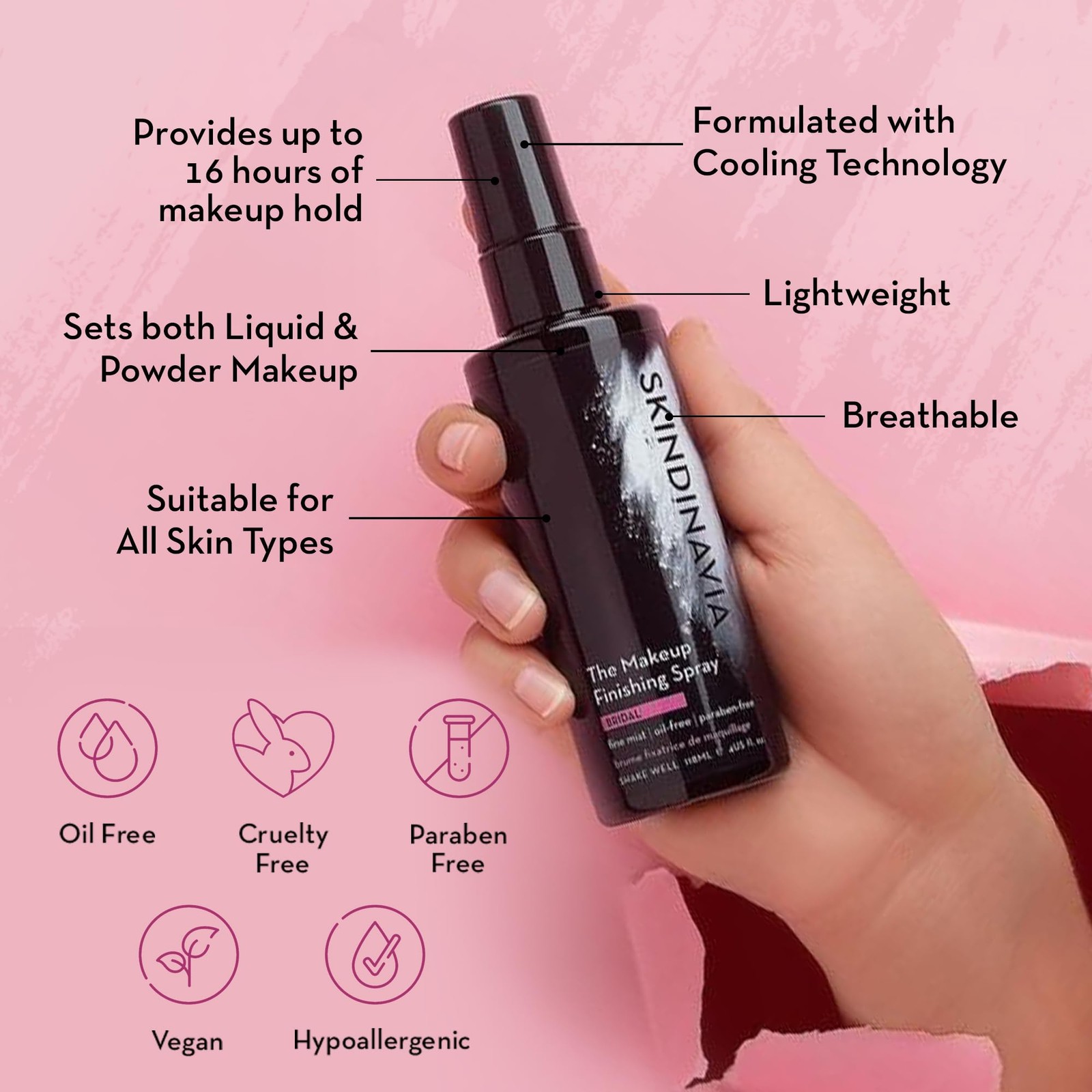 Skindinavia Bridal Makeup Setting Spray, 8oz – 16+ Hour Wear, Waterproof