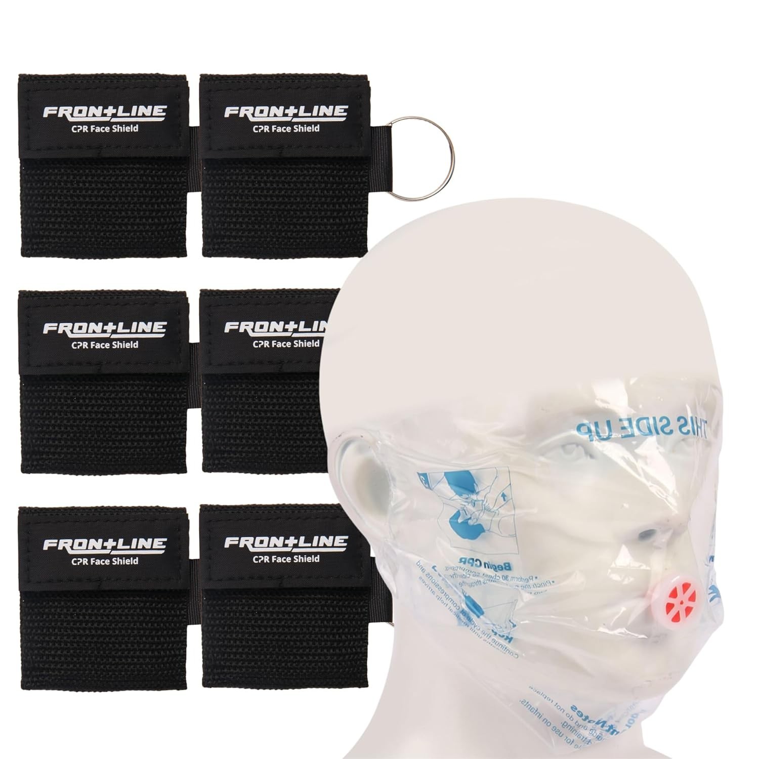 CPR Face Shield with Keyring (6 Pack), CPR Pocket Mask for Emergency Kit Black
