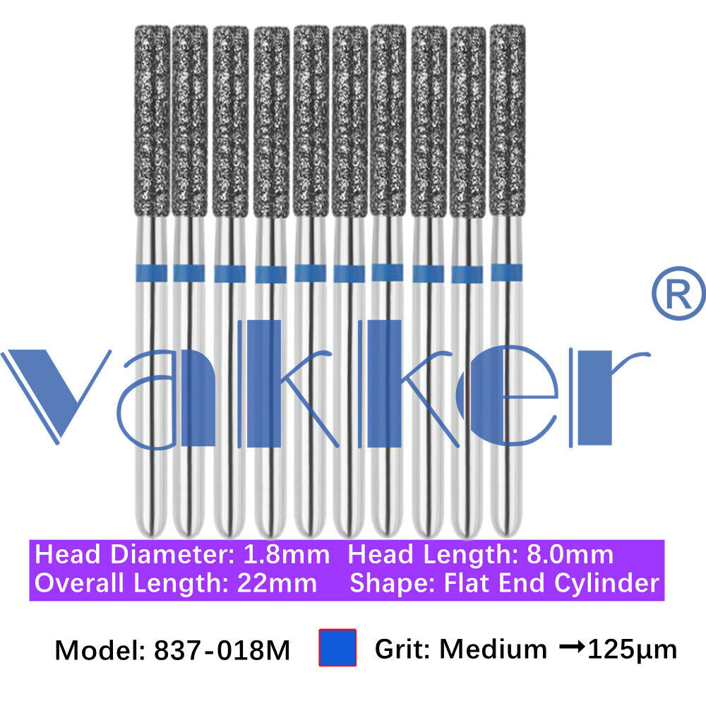 50pc Dental Diamond Burs Flat Round End Modified Cylinder 838 881 835 836 837