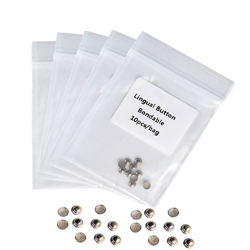 AZDENT Dental Orthodontic Bondable Lingual Button with Holes Round Base Metal