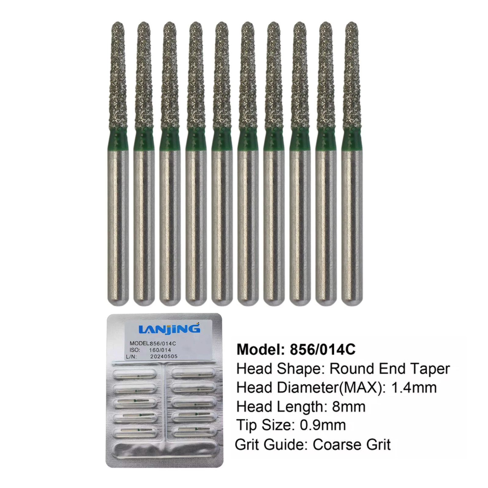 Dental Diamond Burs Round End Taper Coarse Grit FG 856/014C High Speed Burr