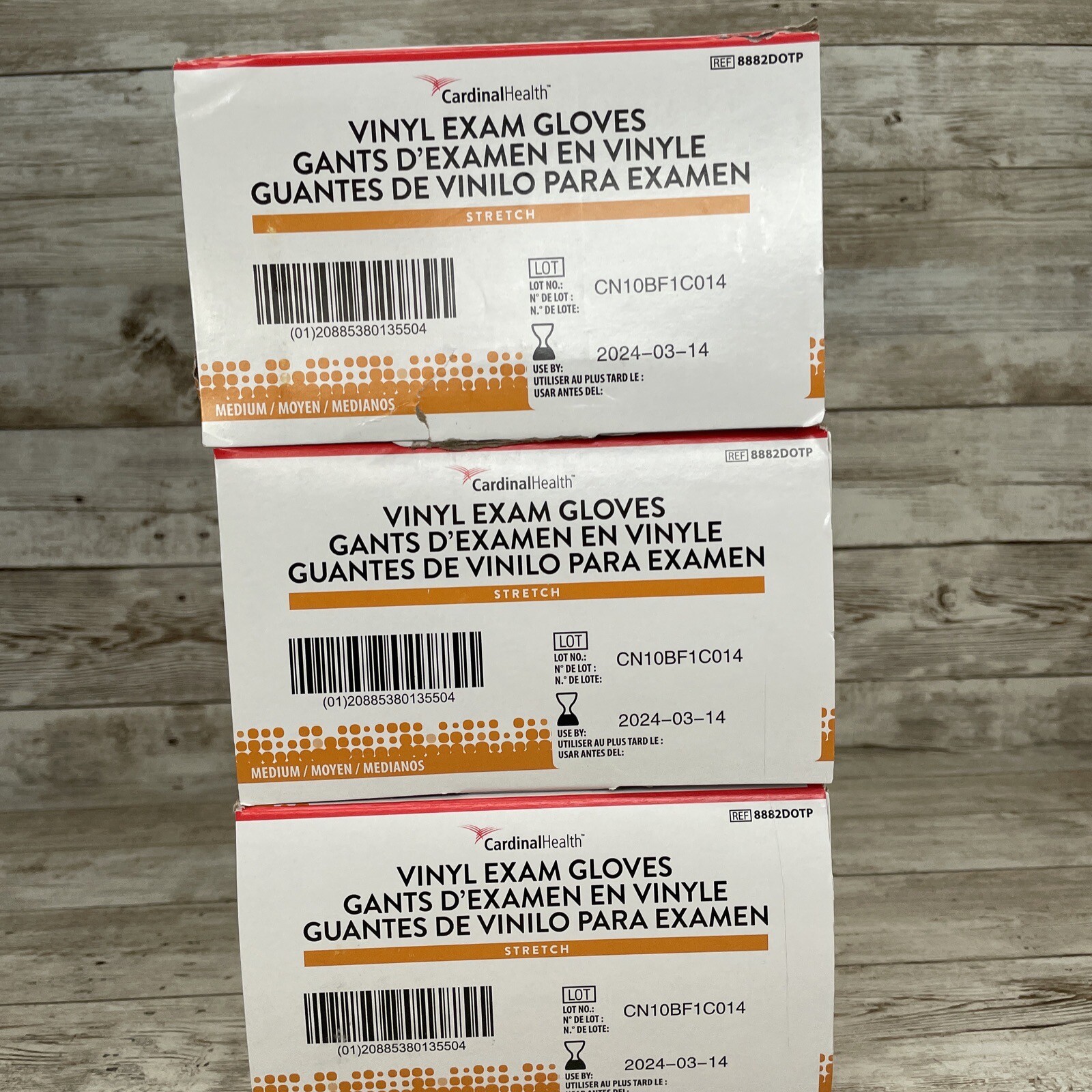 3 Boxes Cardinal Health Stretch Vinyl Exam Gloves – Size: Medium Exp: 3/24