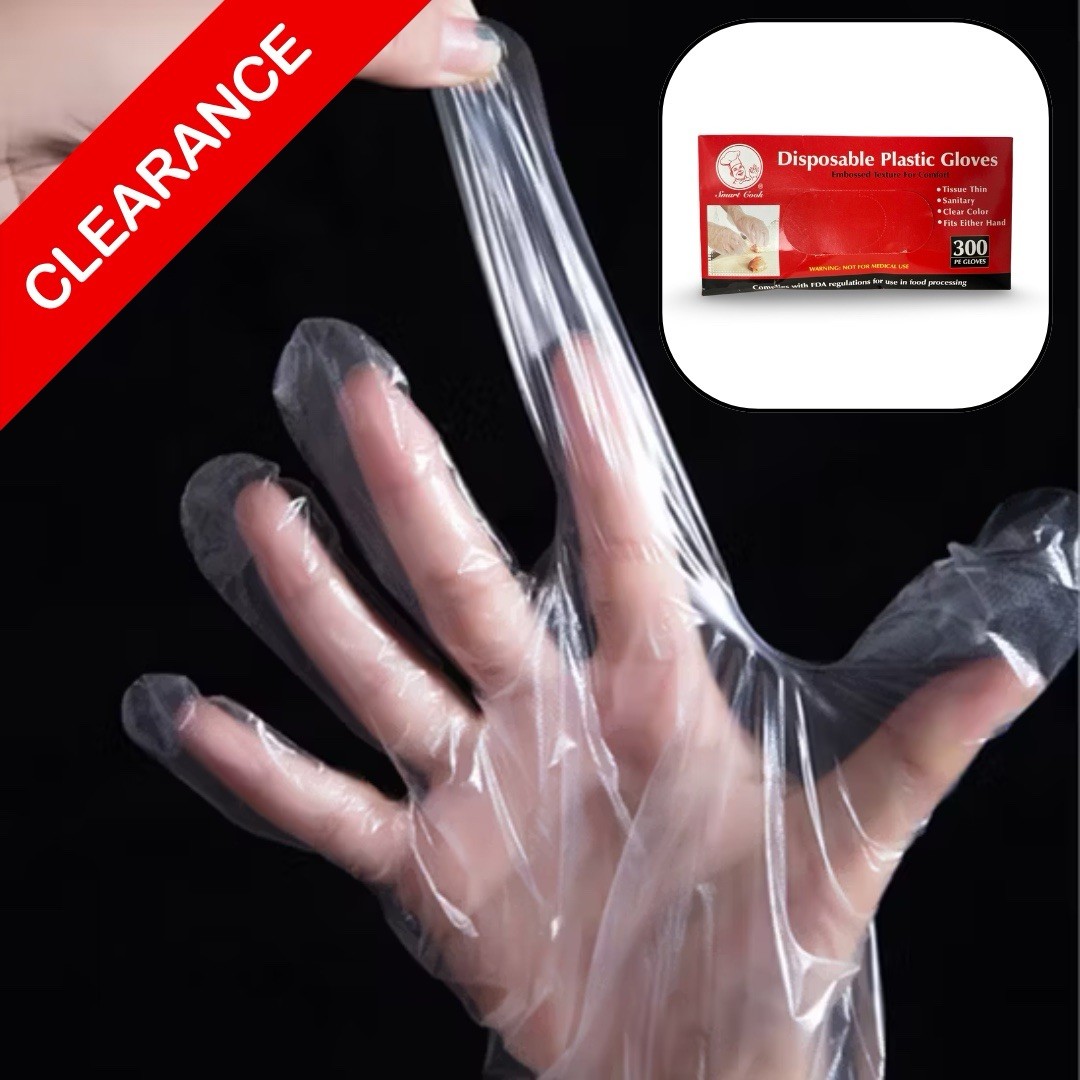 300 Count Disposable PE Plastic Gloves for Cooking, Food Prep and Food Service