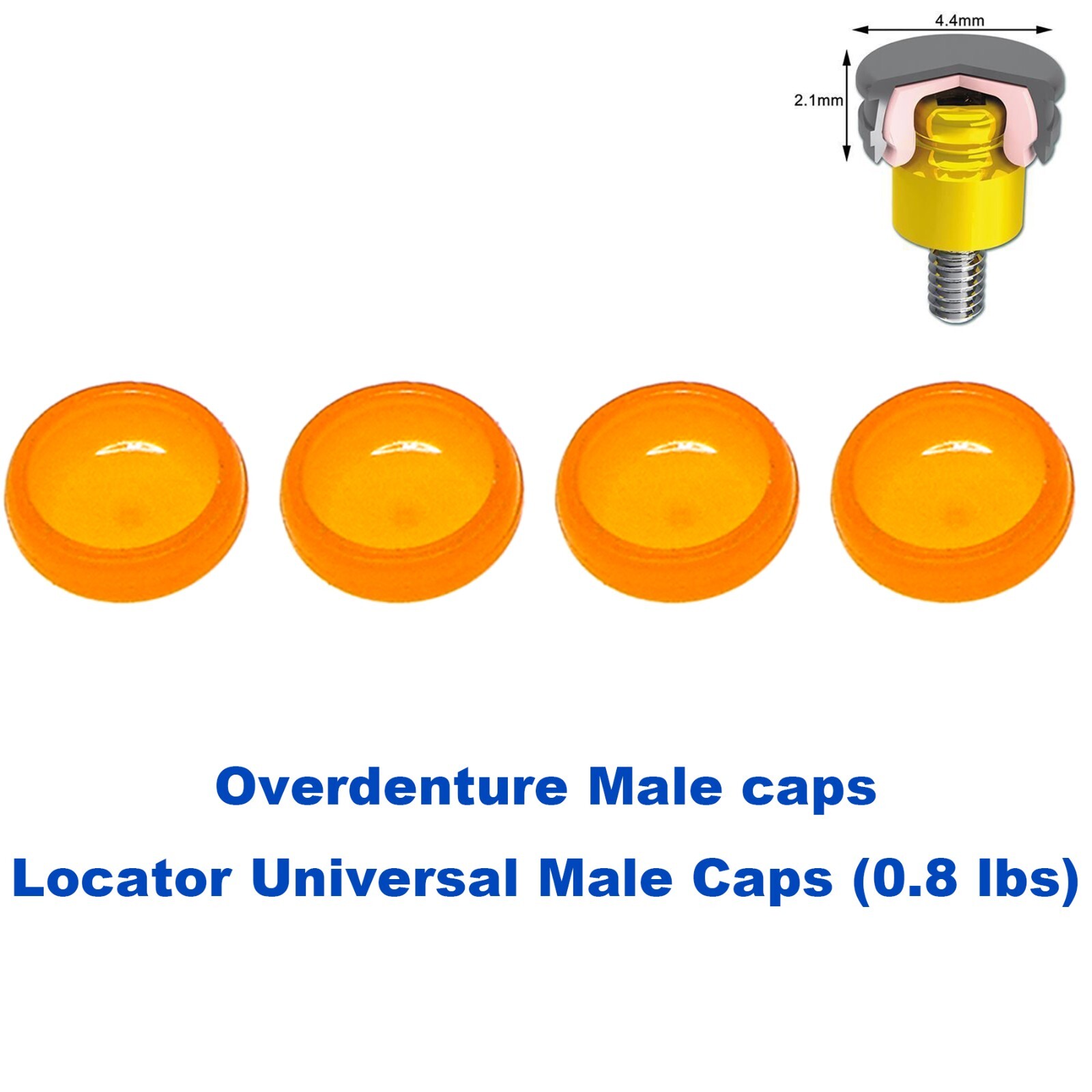 Implant Multi-Unit Locator Abutment ∅4.8mm& Male Caps fits Hiossen Nobel Active