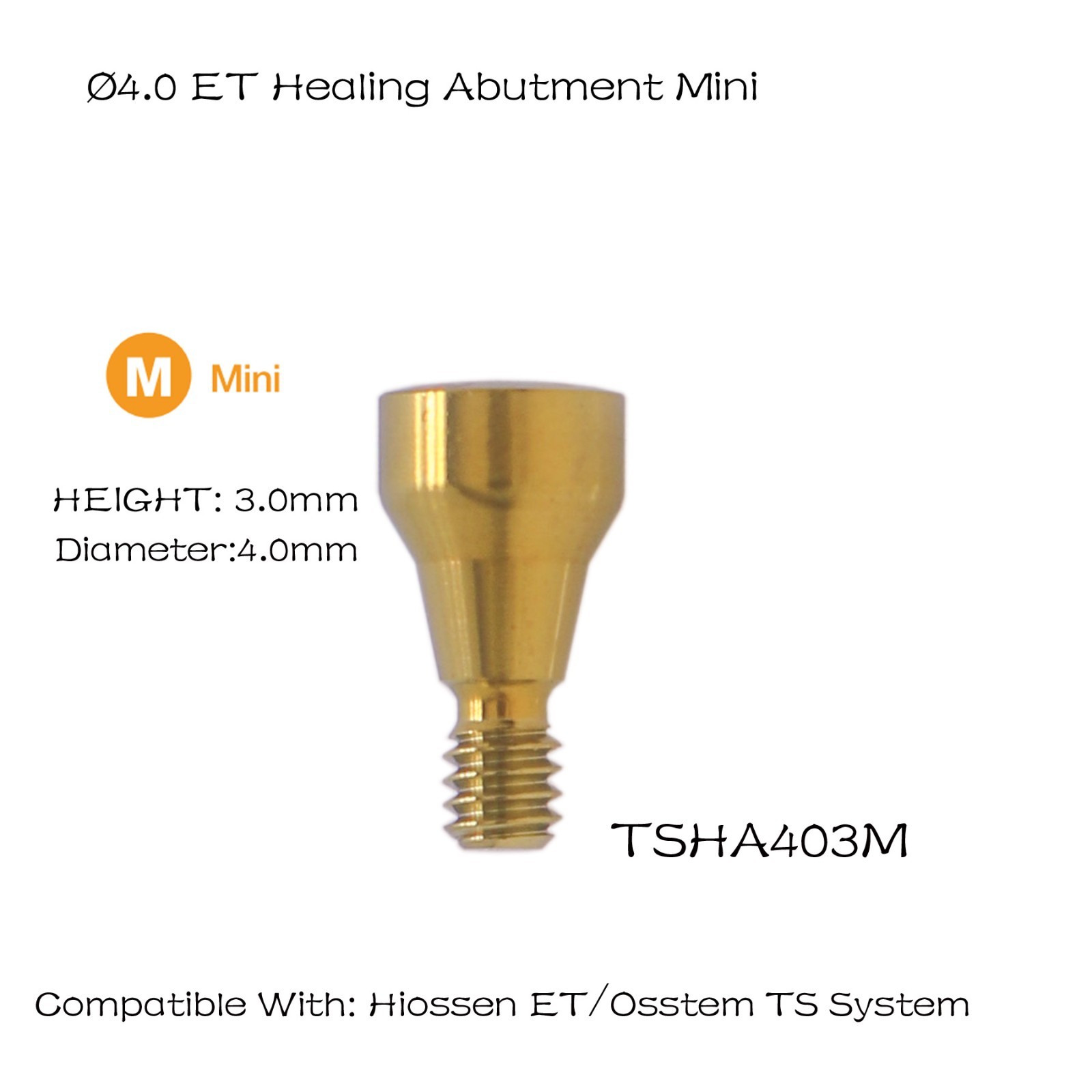 US Essential Treatment healing abutment compatible with Hiossen dental implants