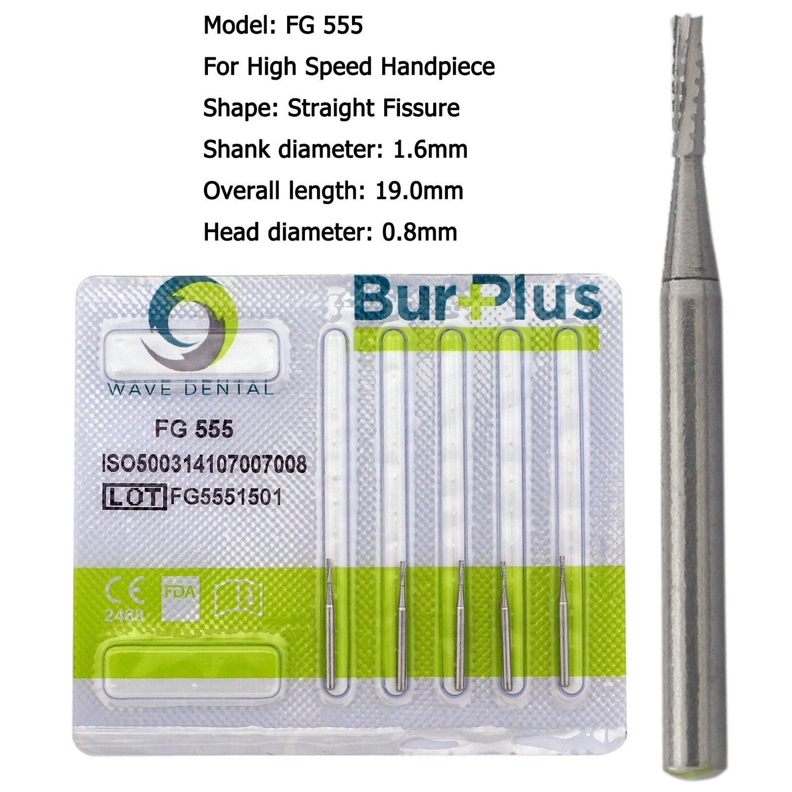 Wave Dental Carbide Burs High Speed Friction Grip FG 556 557 557L 558 Midwest