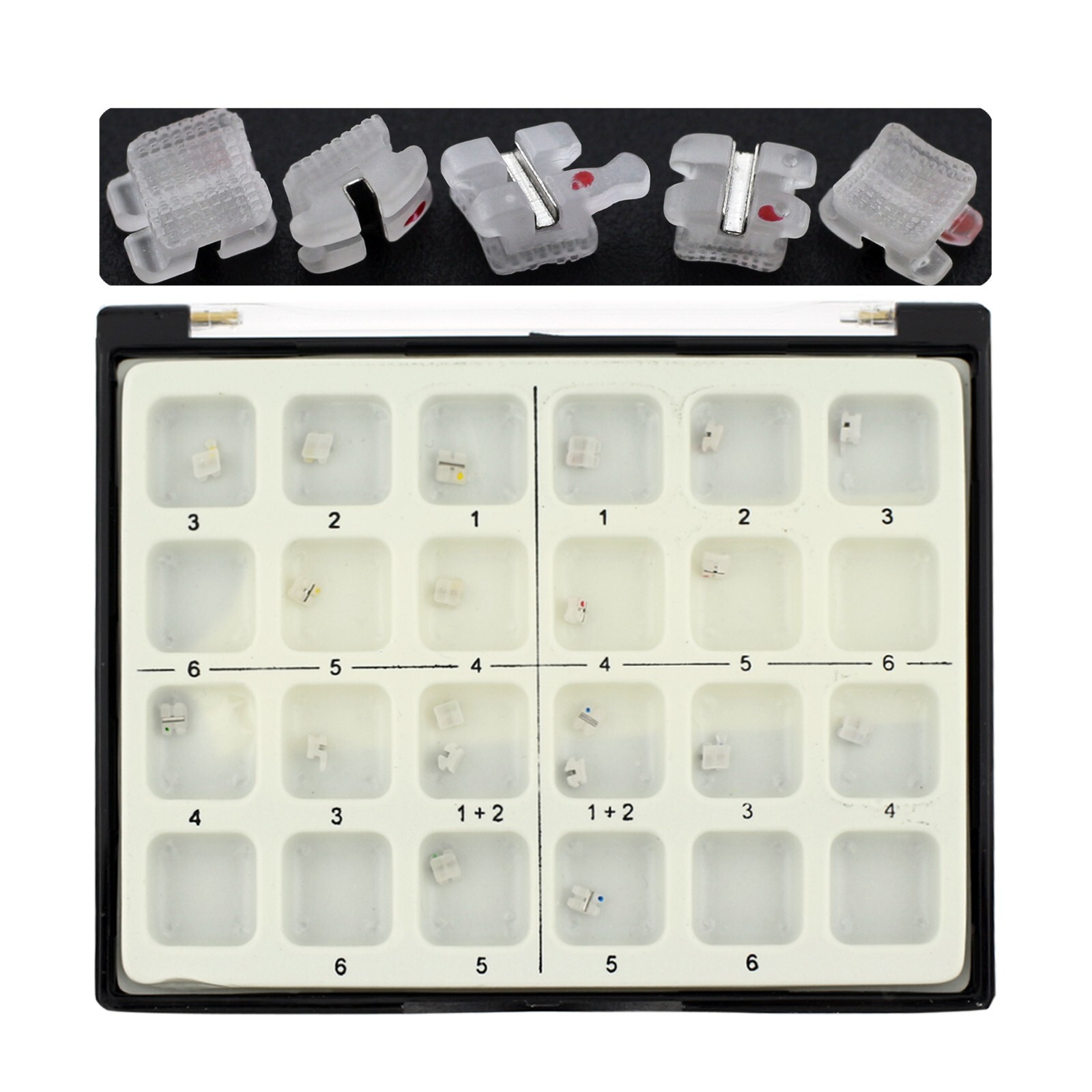 Noble Dental Orthodontic Ceramic Brackets Brace Roth 022 3 Hooks Metal Slot