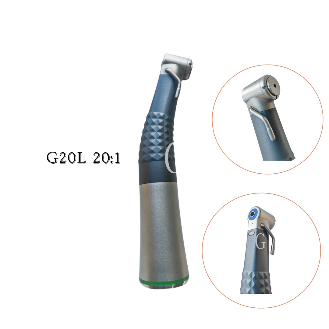 Dental Low Speed Handpiece 20:1 Fiber Optic DLC Clean Head Double Seal Ti Coat