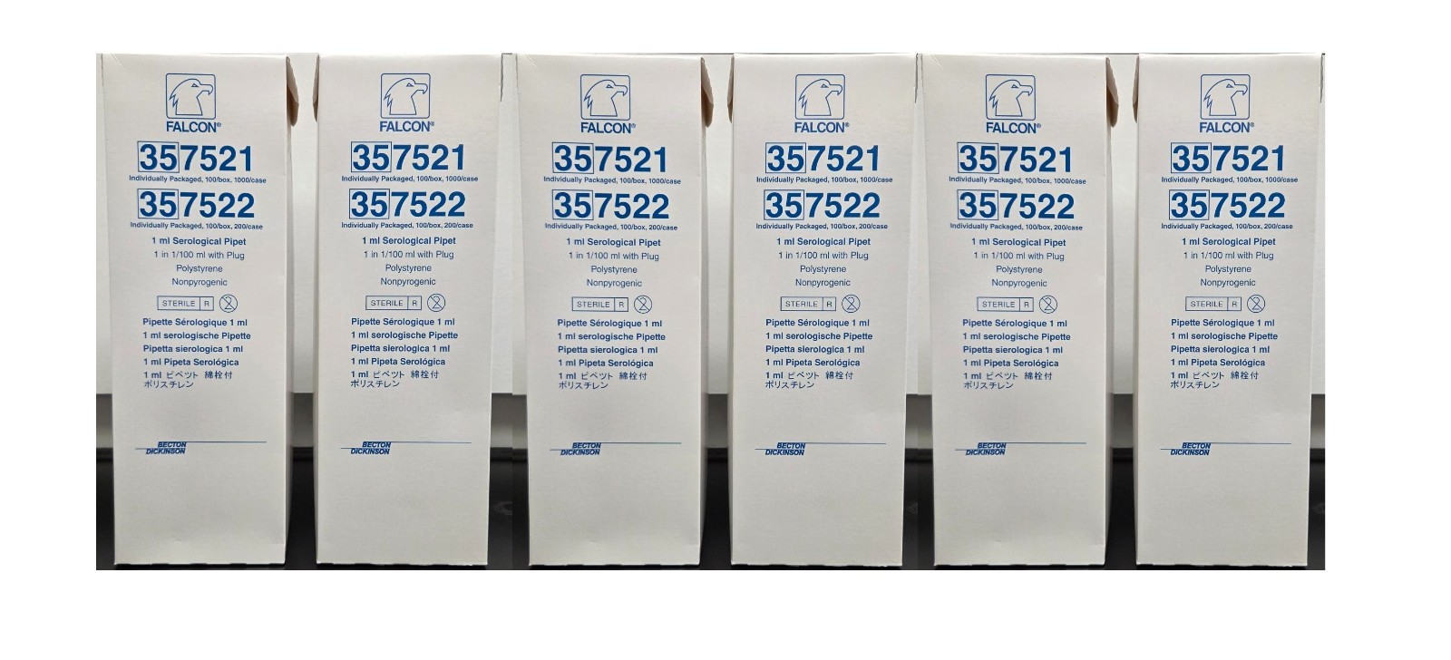 Lot of 600 CORNING FALCON 357521 Serological Pipet 1 mL 0.01 Increment – New