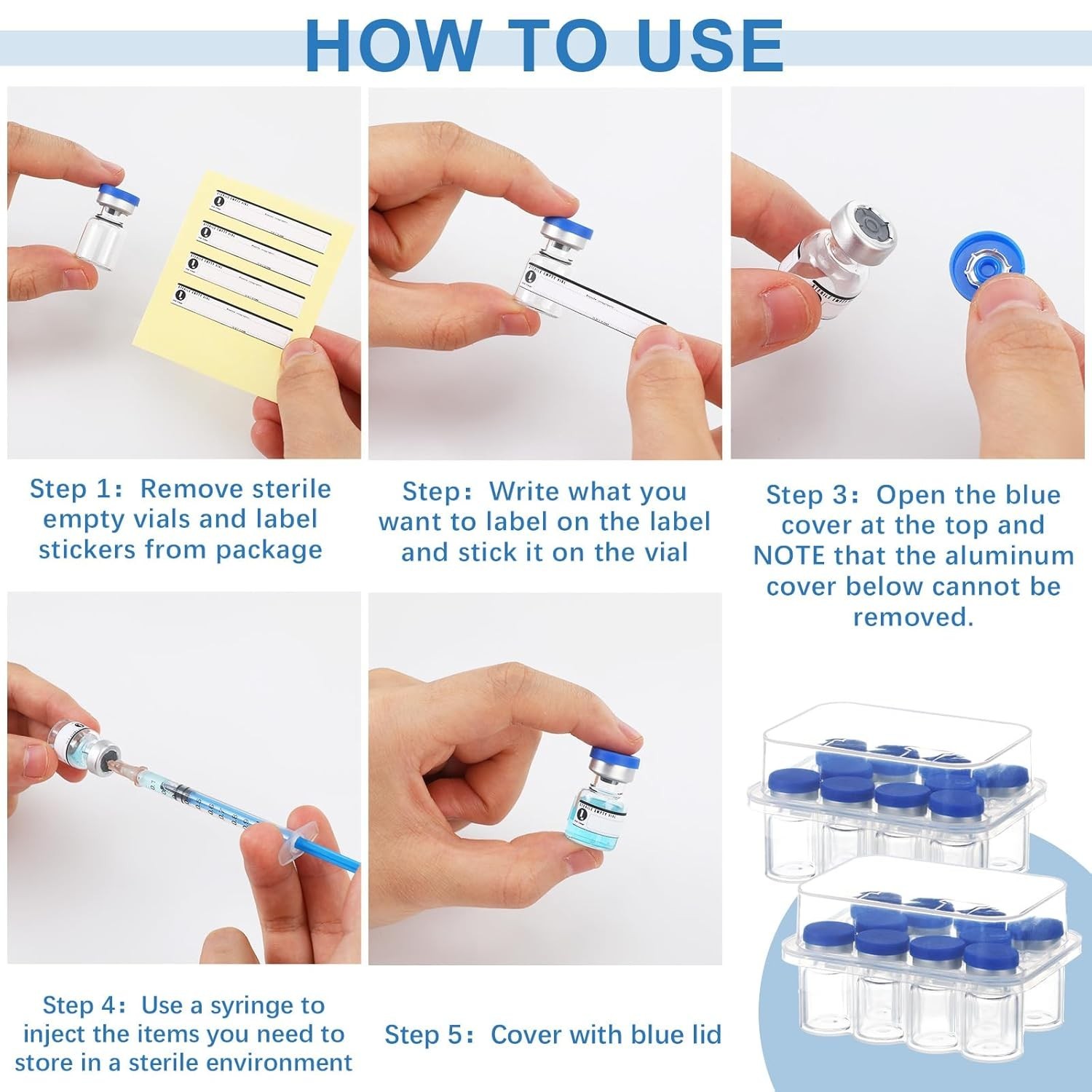 20 Pcs 1ml Sealed Sterile Empty Vials with Self Healing Injection Port Glass …