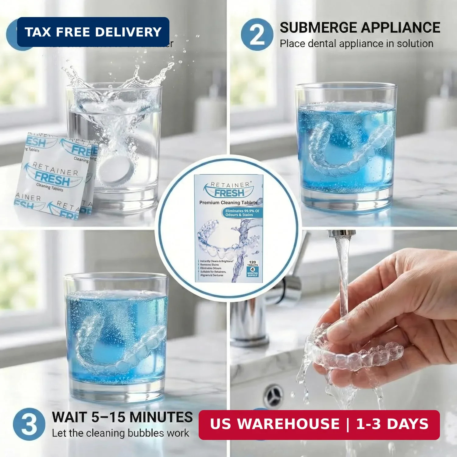 Retainer Fresh Retainer Cleaner Tablets – Denture Cleaner, Retainer Cleaning Tab