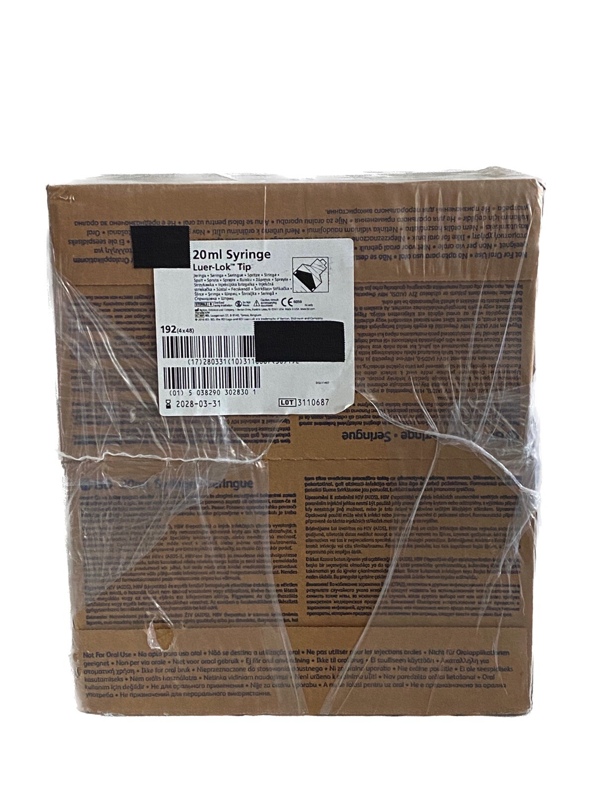 (192/Cs) Laboratory 20mL Plastic Disposable General Use Syringes w/ Luer-Lok Tip