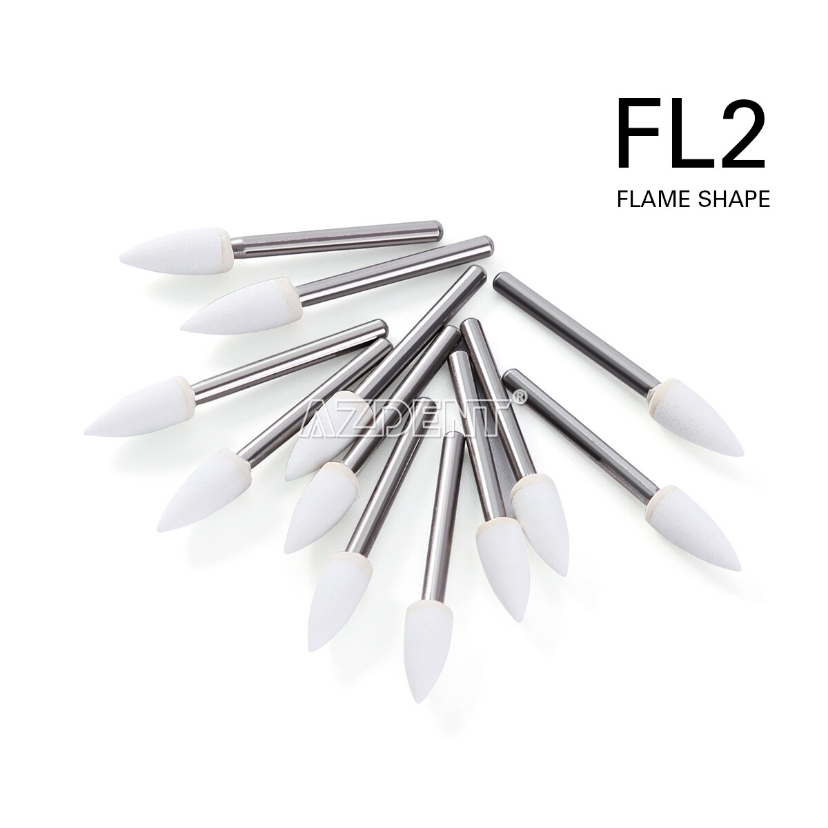 Dental White Stone Porcelain Resin Handpiece Polishing Burs FG Cone /Flame/Round