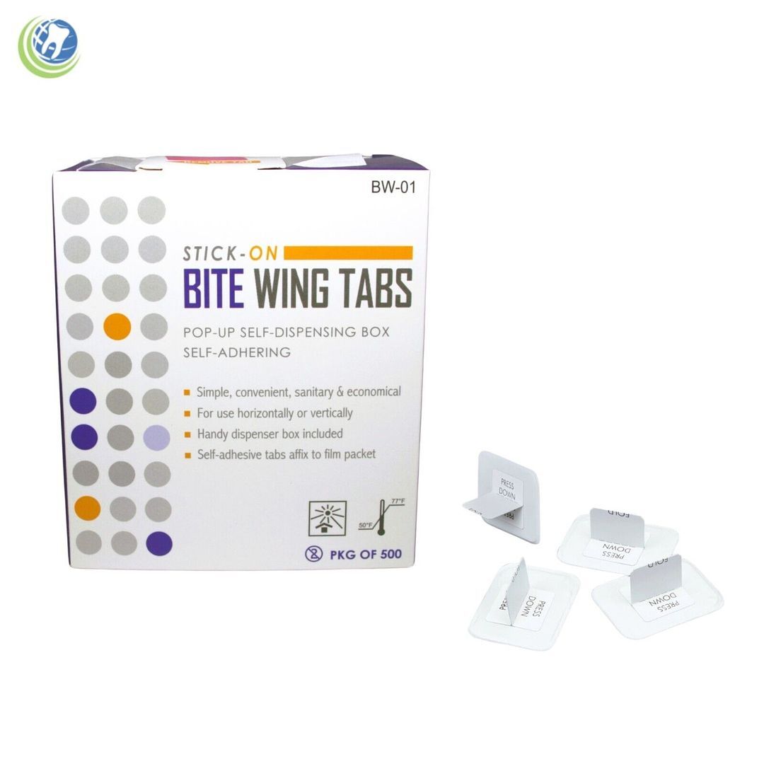 Up to 2500 Pac-Dent Bite Wing Tabs,Universal, Stick-On,Adhesive,CP001/BW-01