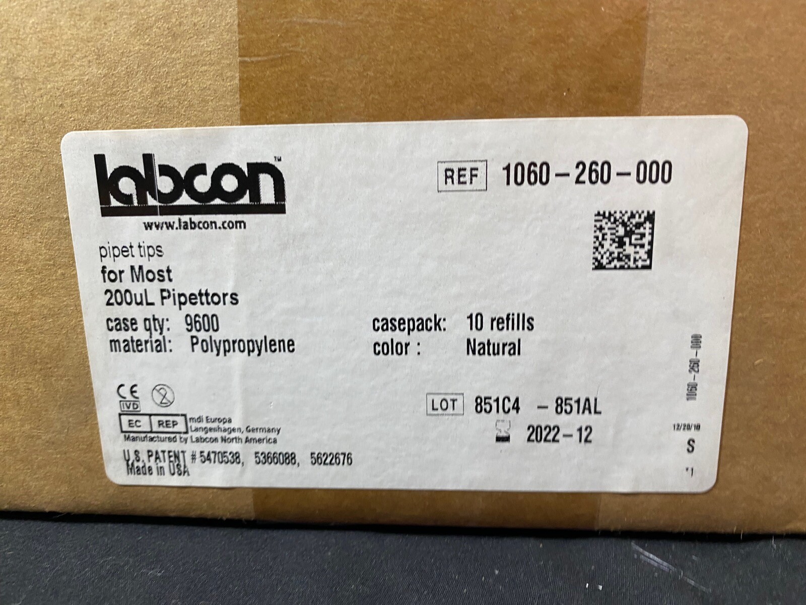 LABCON 200µL Eclipse Clear Pipet Tip Refills PP 1060-260-000-9 (9600/cs)