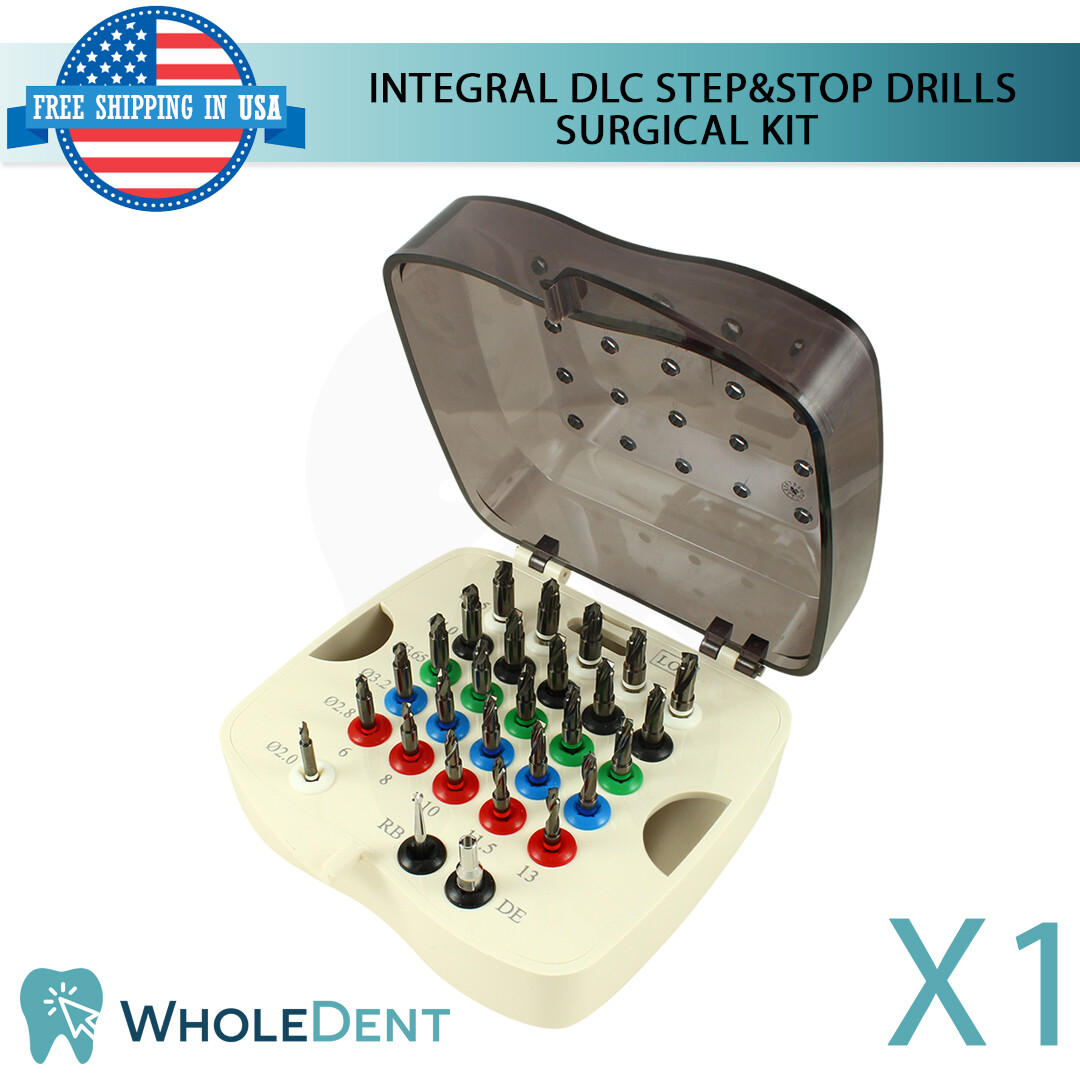 Integral DLC Step & Stop Drills Kit Dental Drill Bur Tool Universal Instrument