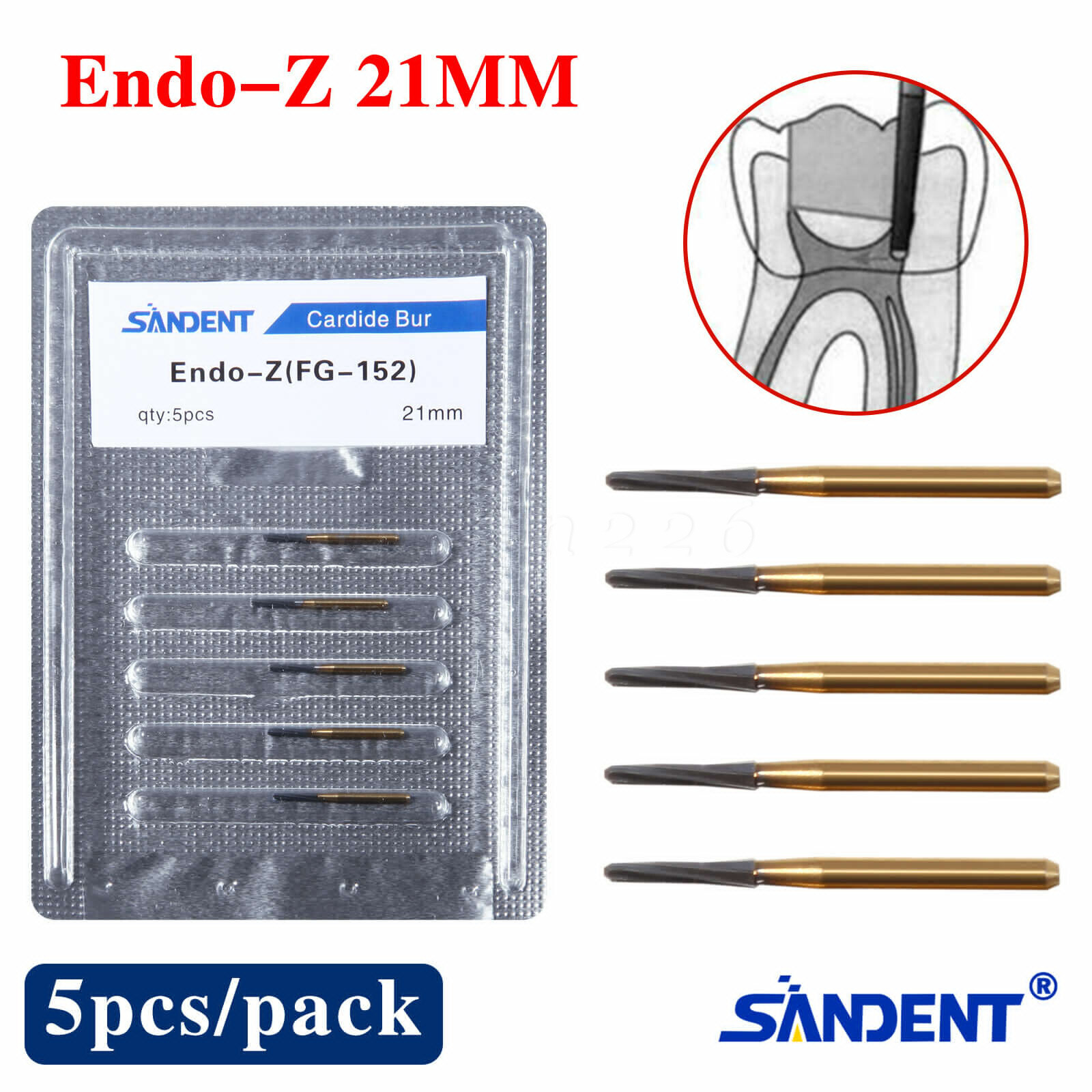 21/25/31mm Dental Endo-Z Burs Lab Drill Carbide Tungsten Steel Trim Finishing FG
