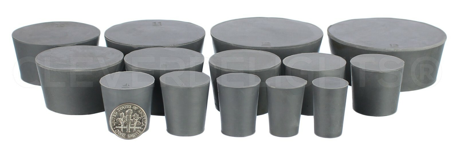 Solid Rubber Stoppers – Size 1 to 14 – Pick Size and Qty – Gray Plug Cork