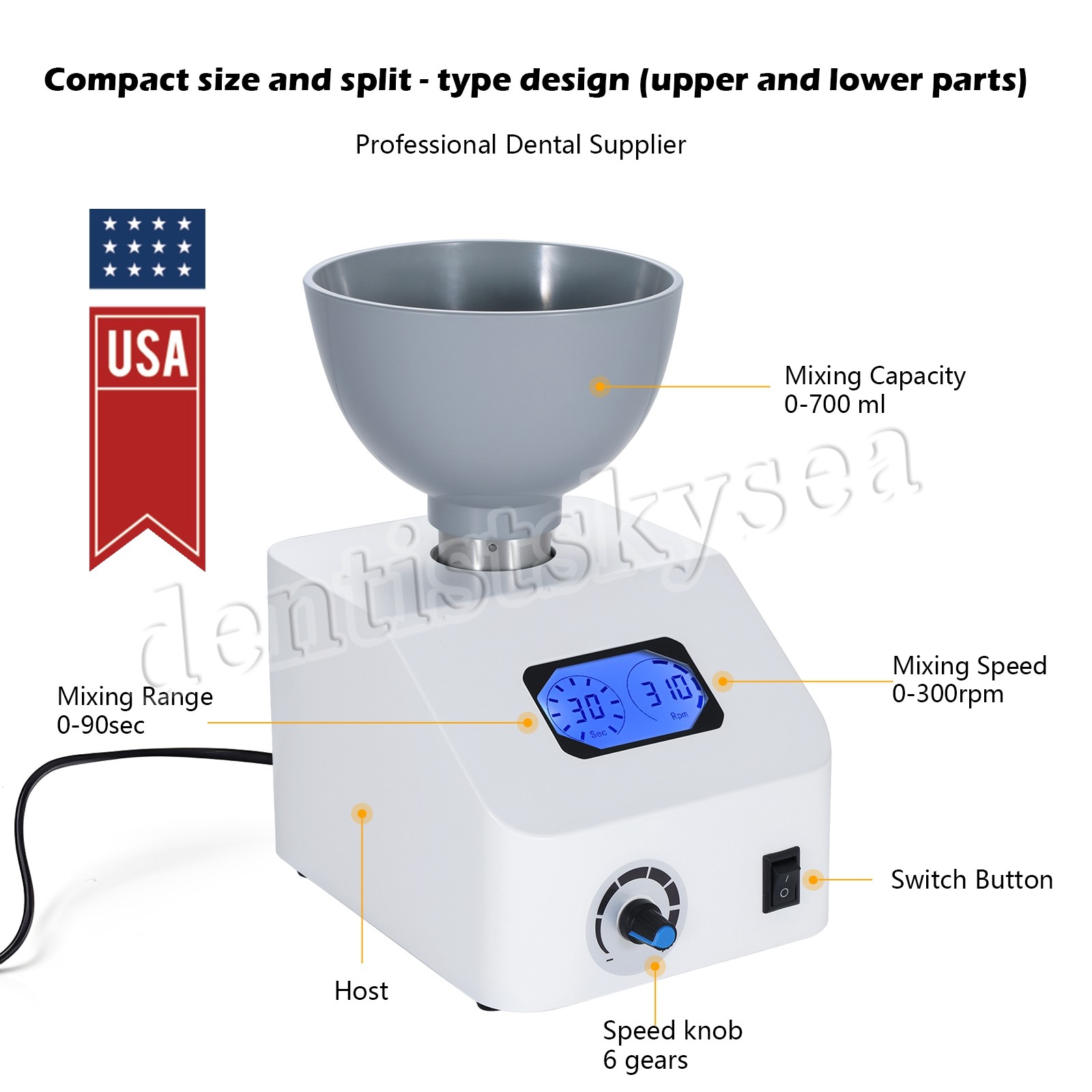 DENTAL LAB DIE STONE IMPRESSION MATERIAL ALGINATE MIXER 110V or 220V
