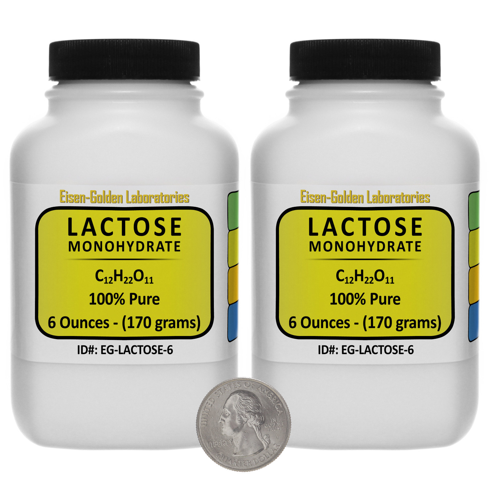 Lactose Monohydrate [C12H22O11] Reagent Grade Powder 12 Oz in Two Bottles USA