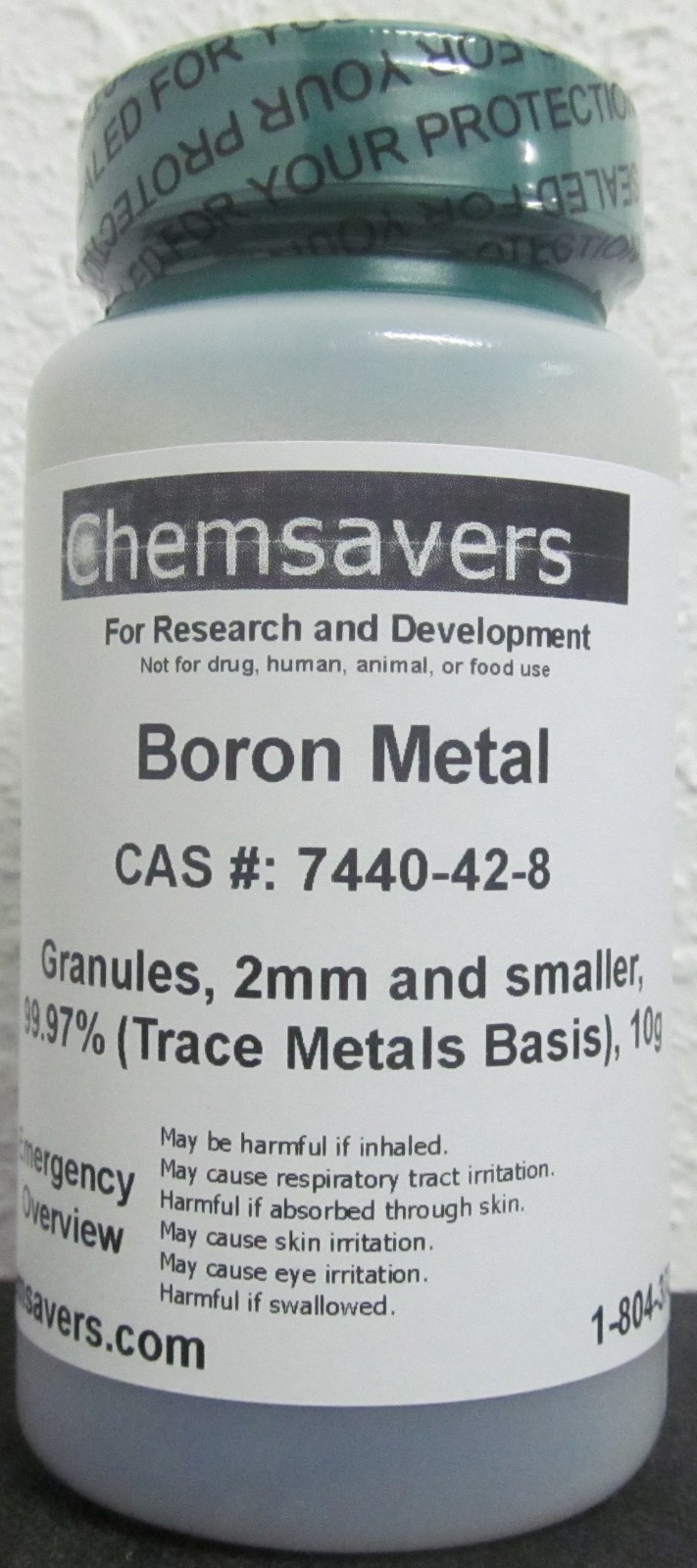 Boron Metal, Granules 2mm and smaller, 99.97% (Metals Basis), Certified, 10g