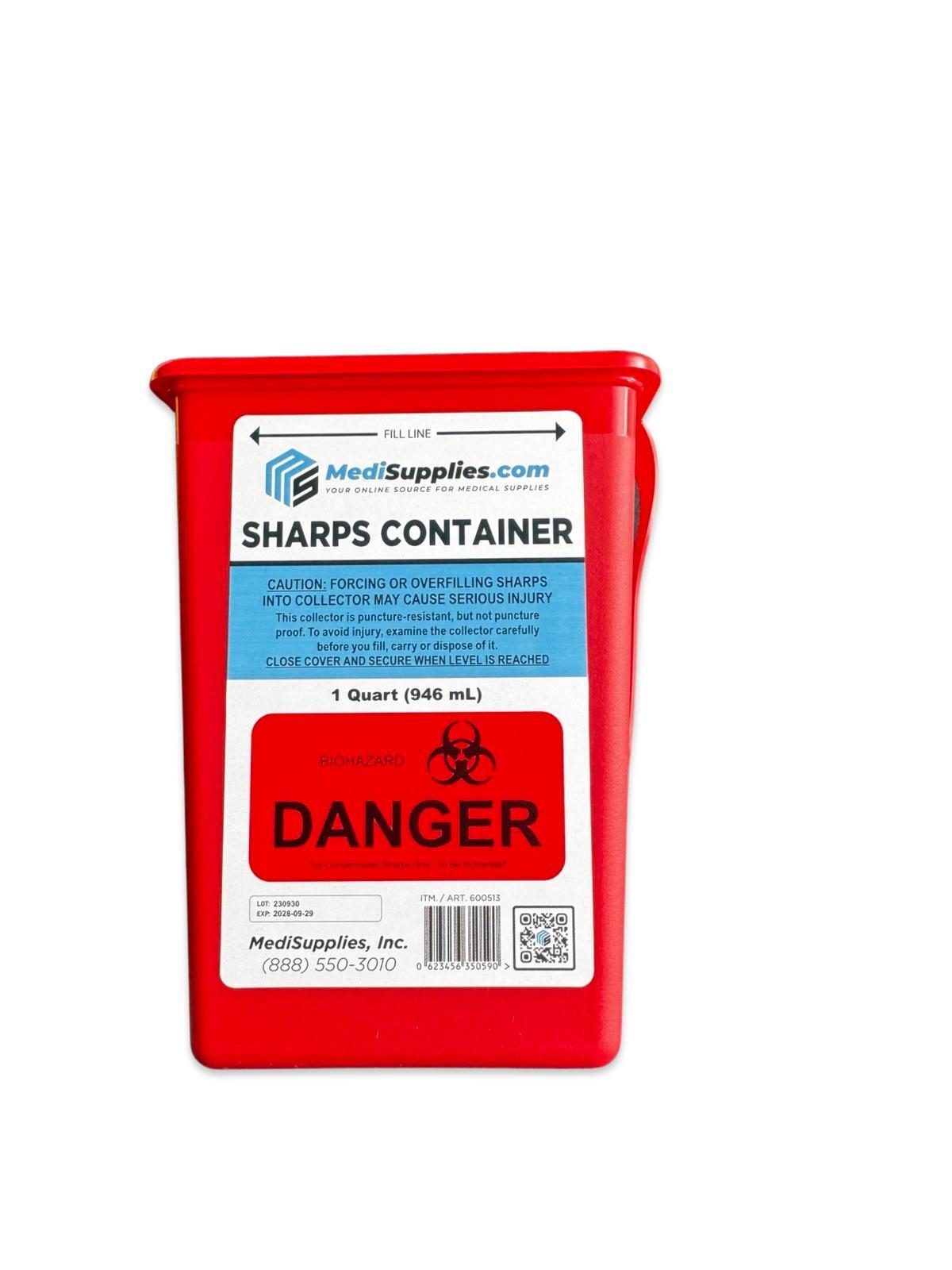 1 QUART BIOHAZARD CONTAINERS – SECURE DISPOSAL BIN (RED) – SAFE & CERTIFIED