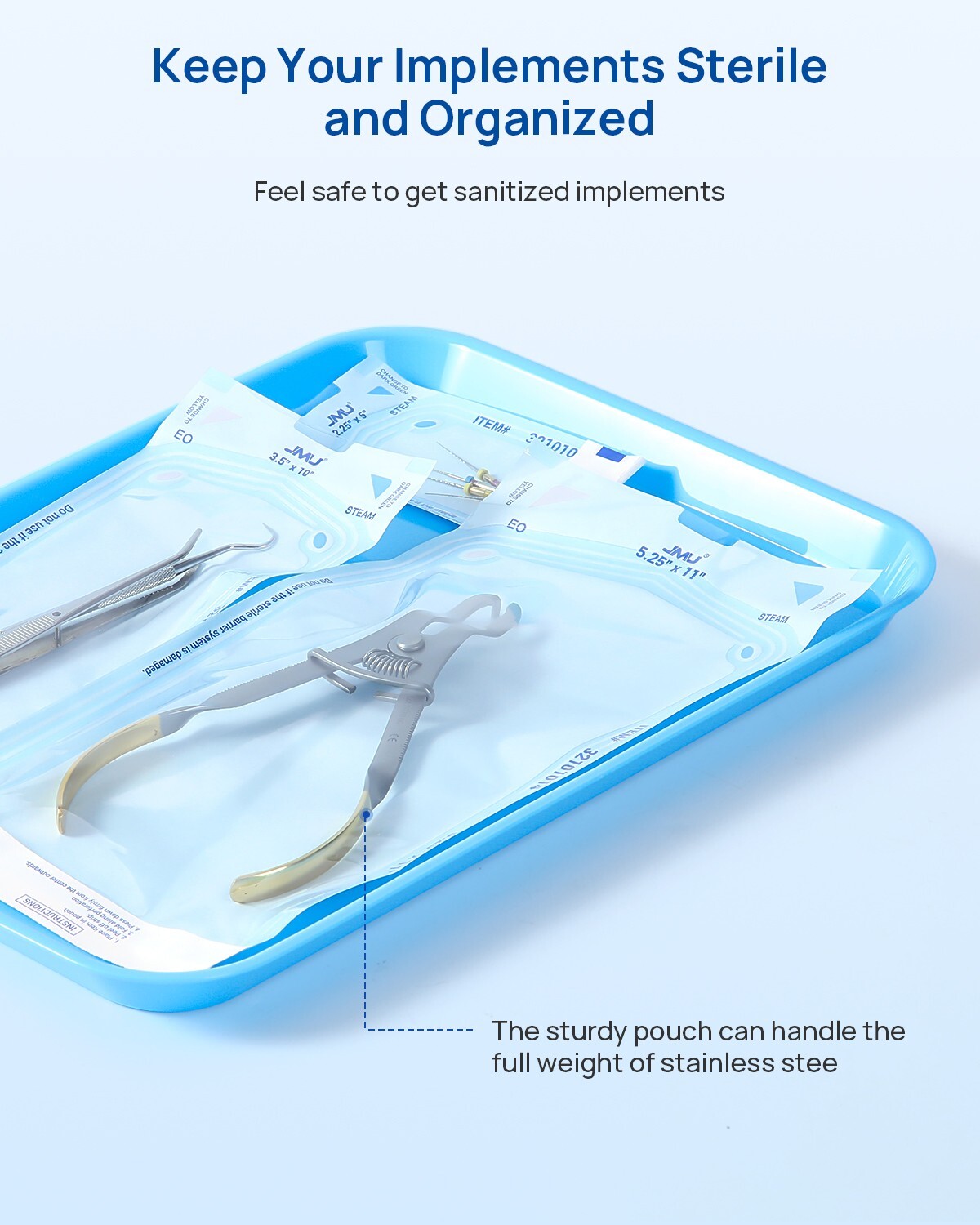 2000/Case JMU Self Sealing Sterilization Pouches Dual Indicator, Size 3.5″x6.5″