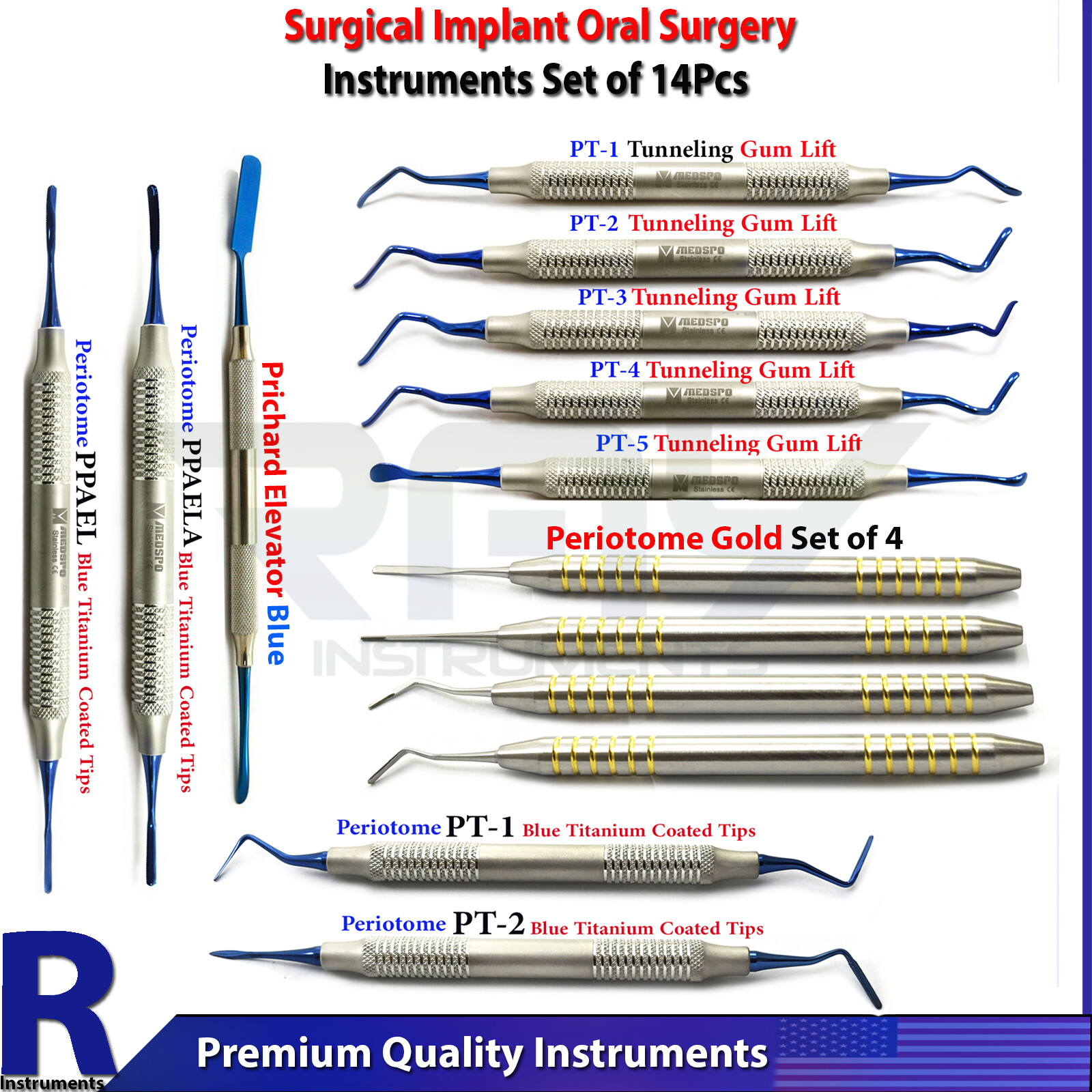 Bone Vista Tunneling Procedure Titanium Dental Implant Surgical Instruments New