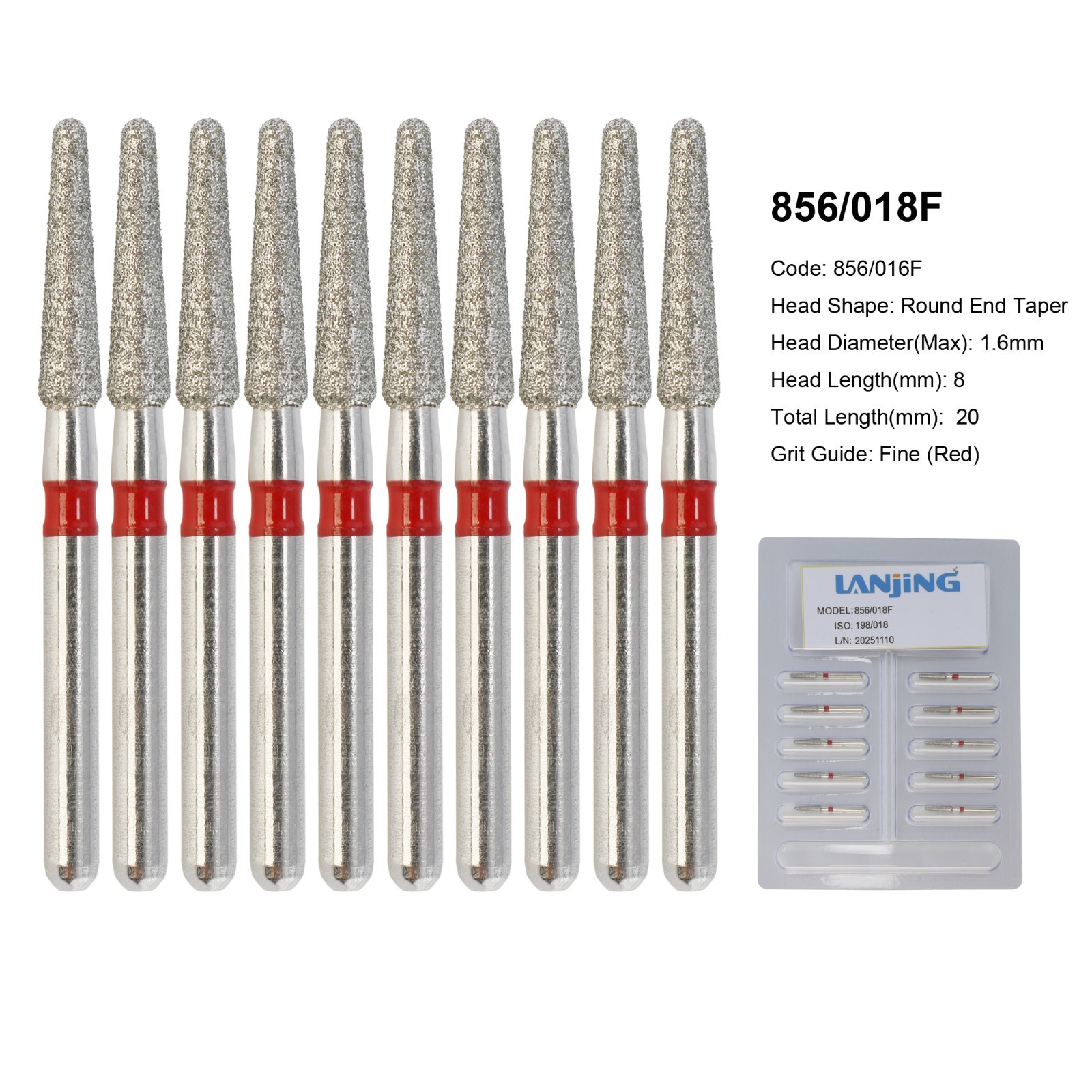 Dental Diamond Bur FG Round End Taper Football Flame Pear Coarse Fine High Speed