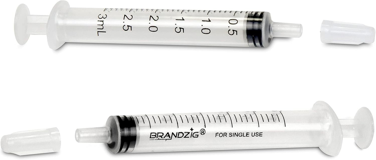 3ml Syringe With Cap 100 Pack | Oral Dispenser Without Needle, Luer Slip Tip