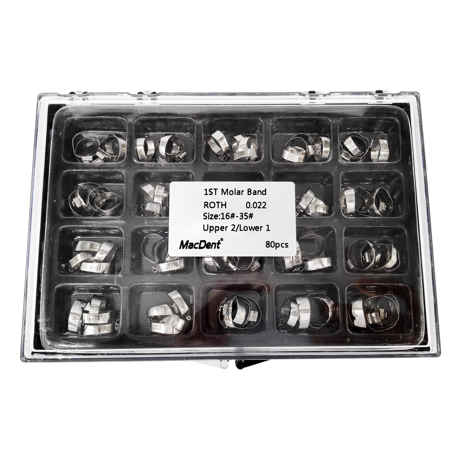 MacDent Dental Ortho 16#-35# Bands with Buccal Tube For 1st Molar Roth/MBT 022