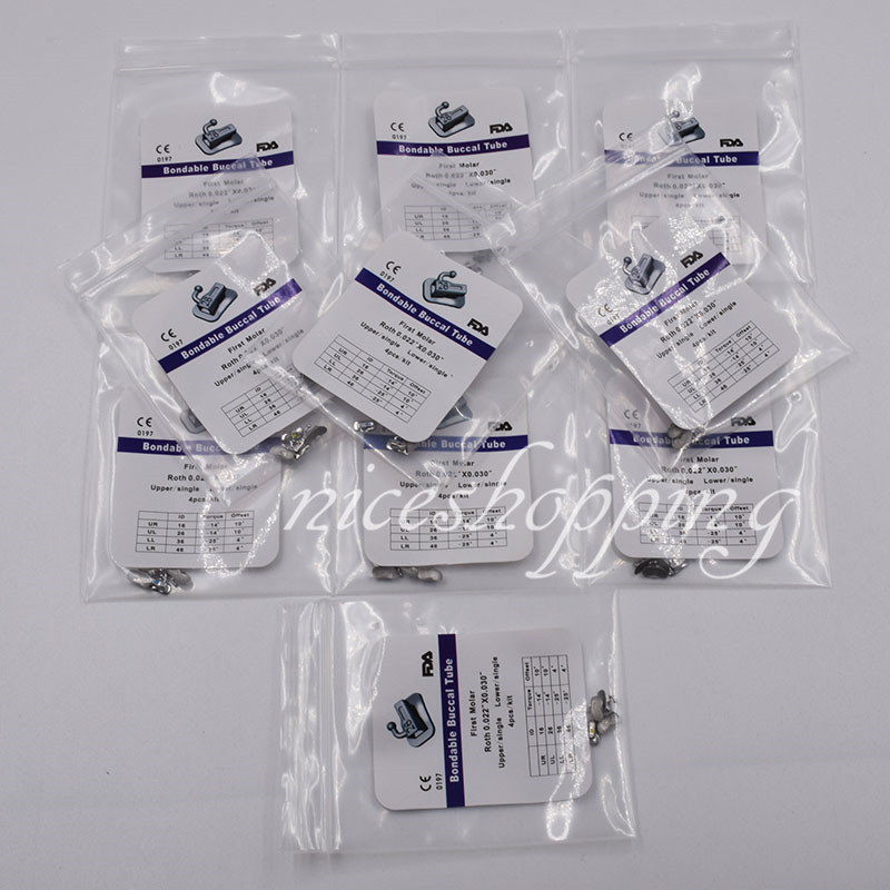 100 Pack Dental Orthodontic 1st Molar Bracket Buccal Tube Bondable 022 4 Pcs/kit
