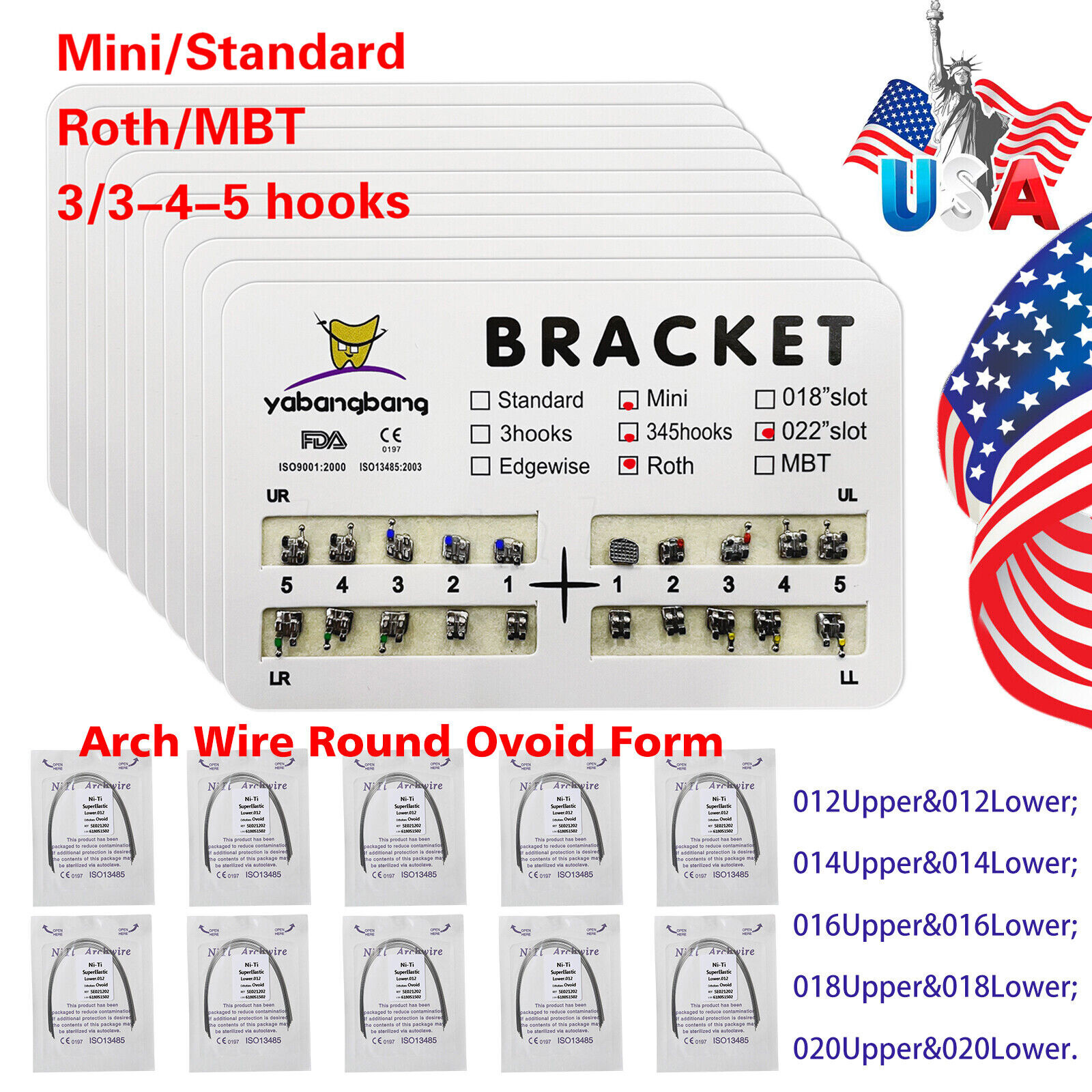 Dental Orthodontics Brackets Braces /Supper Elastic Niti Round Arch Wires OR